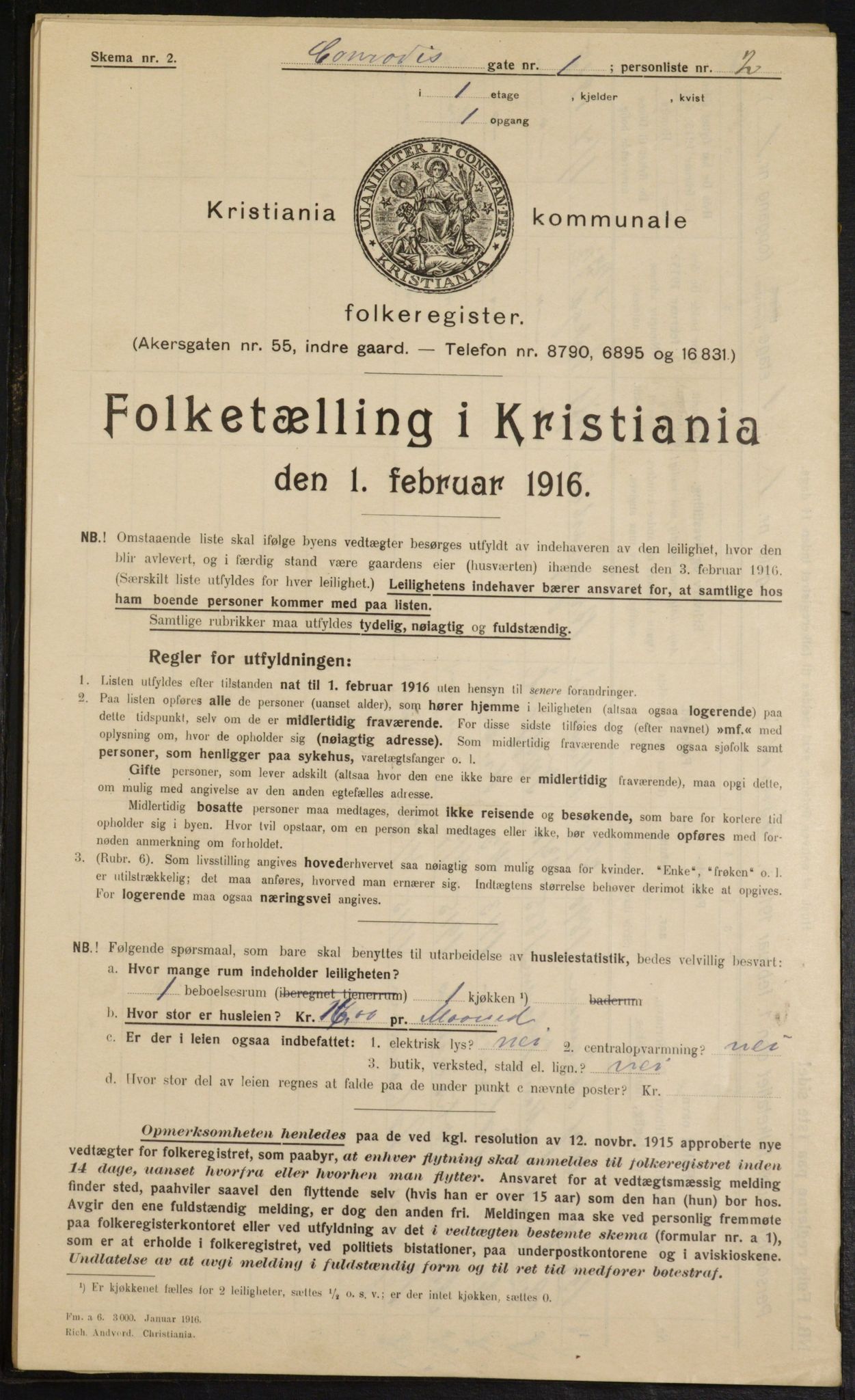 OBA, Kommunal folketelling 1.2.1916 for Kristiania, 1916, s. 13347