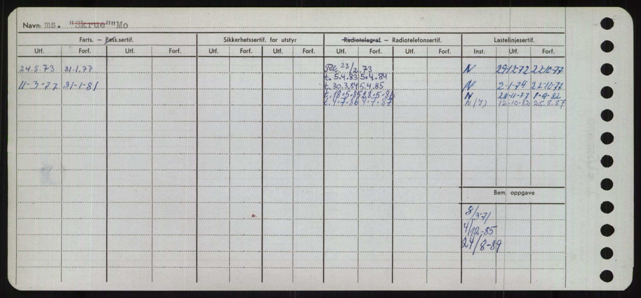 Sjøfartsdirektoratet med forløpere, Skipsmålingen, RA/S-1627/H/Ha/L0004/0001: Fartøy, Mas-R / Fartøy, Mas-Odd, s. 186