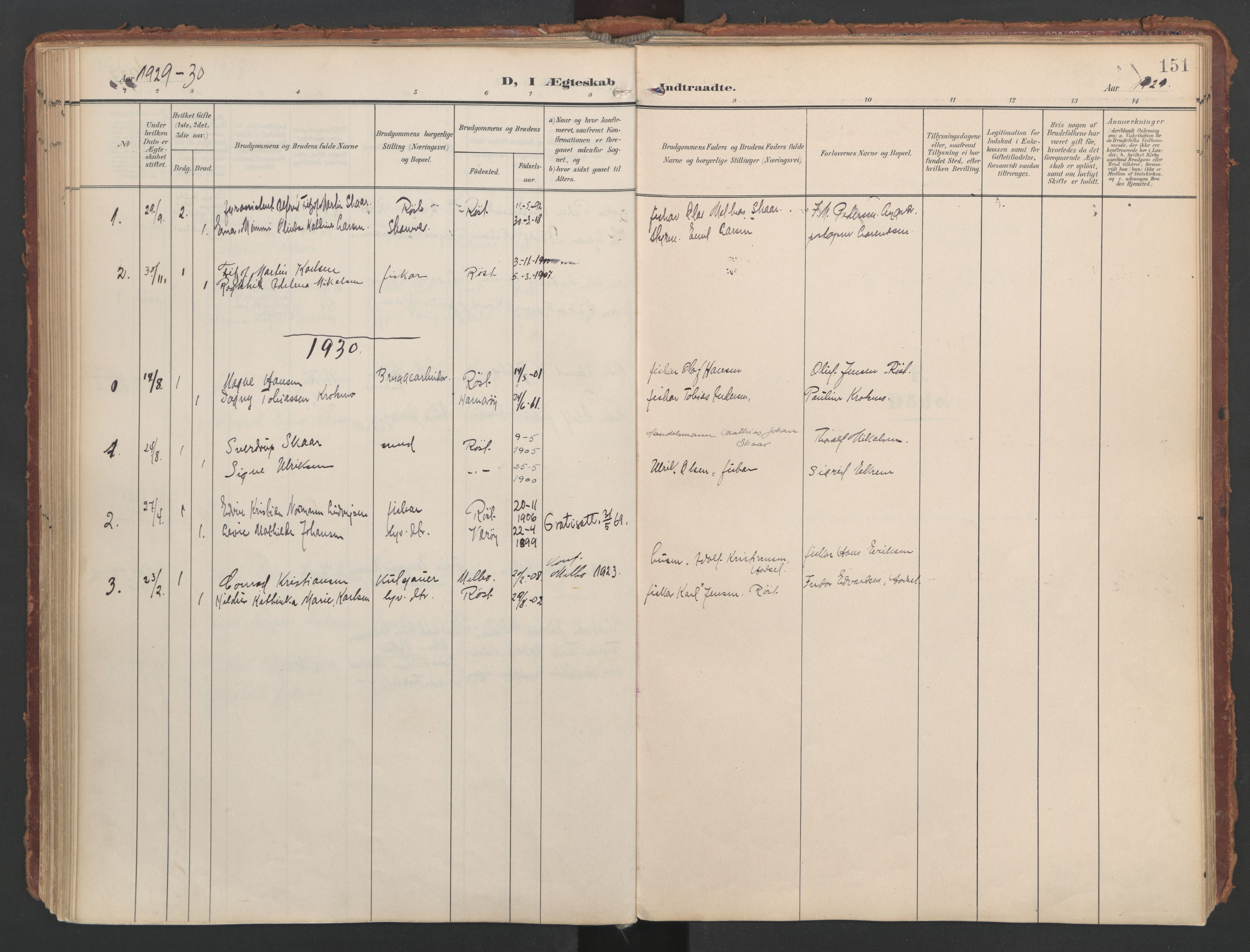 Ministerialprotokoller, klokkerbøker og fødselsregistre - Nordland, SAT/A-1459/808/L0129: Ministerialbok nr. 808A02, 1903-1931, s. 151