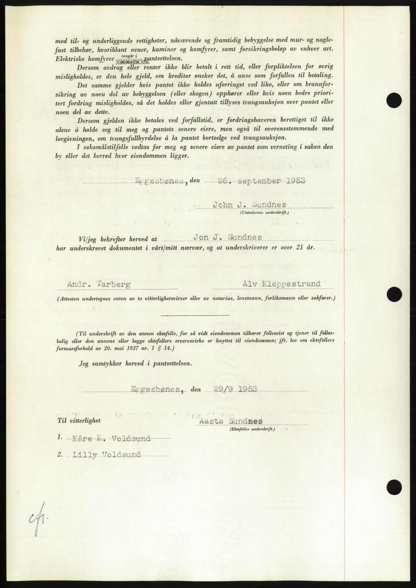 Søre Sunnmøre sorenskriveri, AV/SAT-A-4122/1/2/2C/L0124: Pantebok nr. 12B, 1953-1954, Dagboknr: 2410/1953