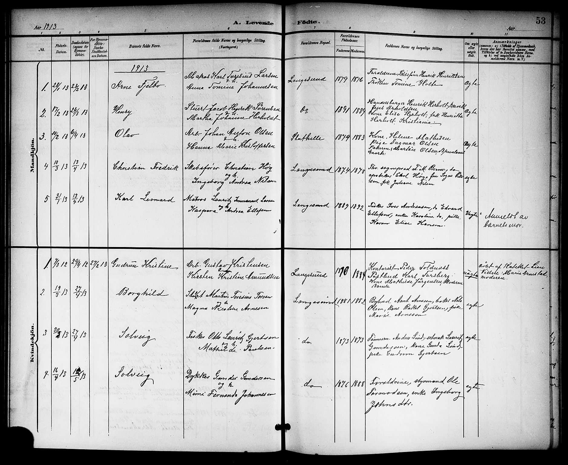 Langesund kirkebøker, AV/SAKO-A-280/G/Ga/L0006: Klokkerbok nr. 6, 1899-1918, s. 53