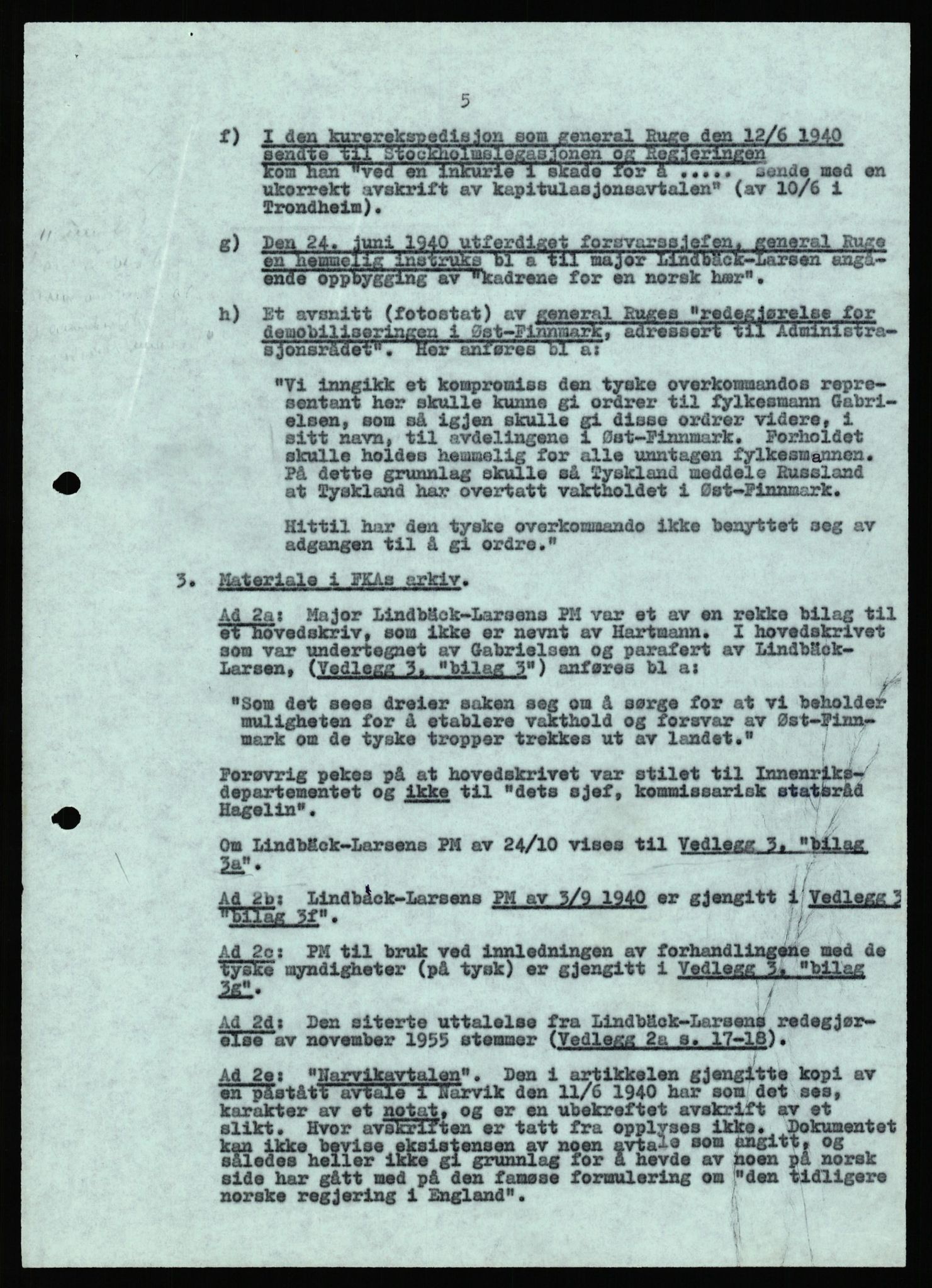 Forsvaret, Forsvarets krigshistoriske avdeling, AV/RA-RAFA-2017/Y/Yf/L0199: II-C-11-2101  -  Kapitulasjonen i 1940, 1940-1971, s. 37