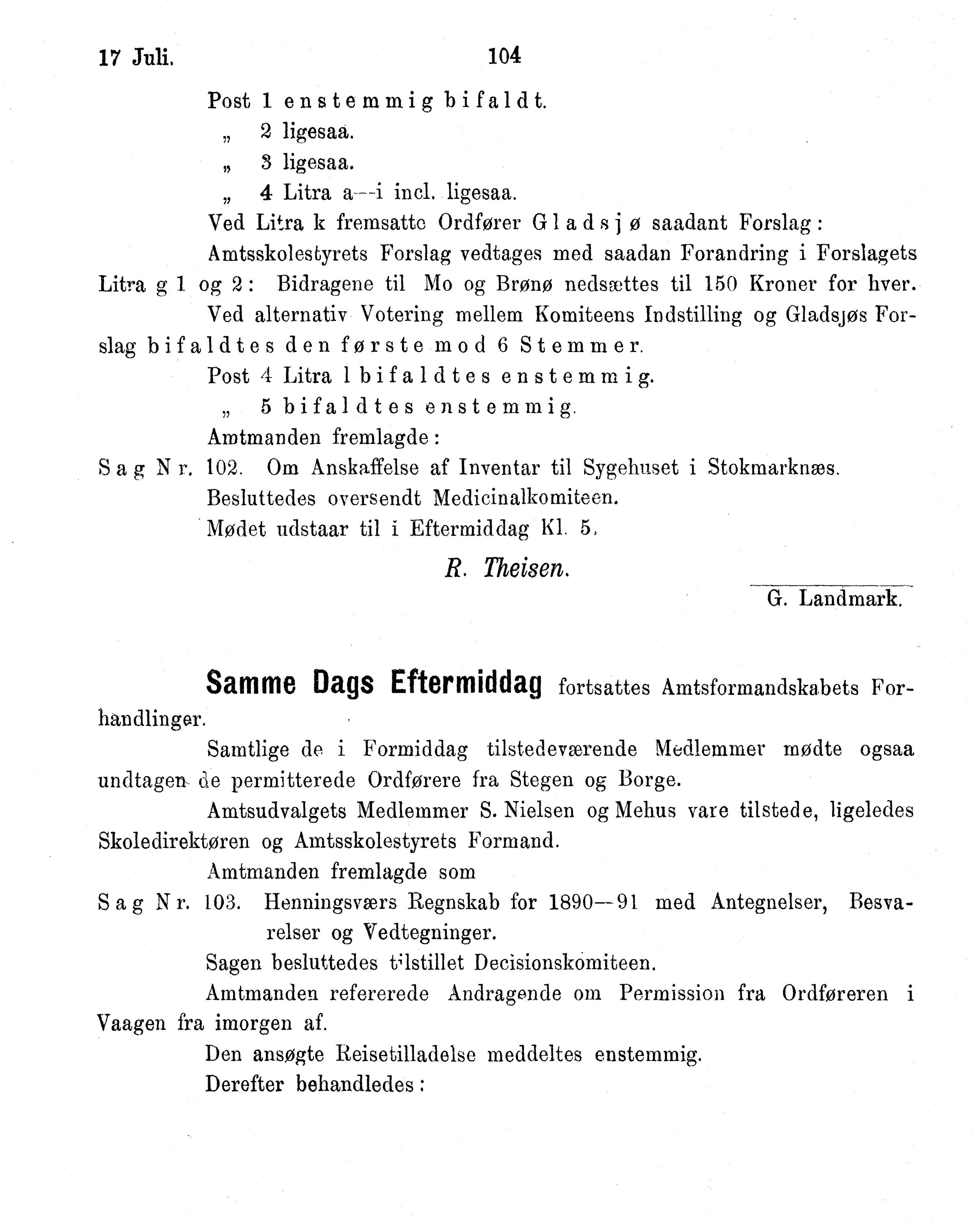 Nordland Fylkeskommune. Fylkestinget, AIN/NFK-17/176/A/Ac/L0016: Fylkestingsforhandlinger 1891-1893, 1891-1893