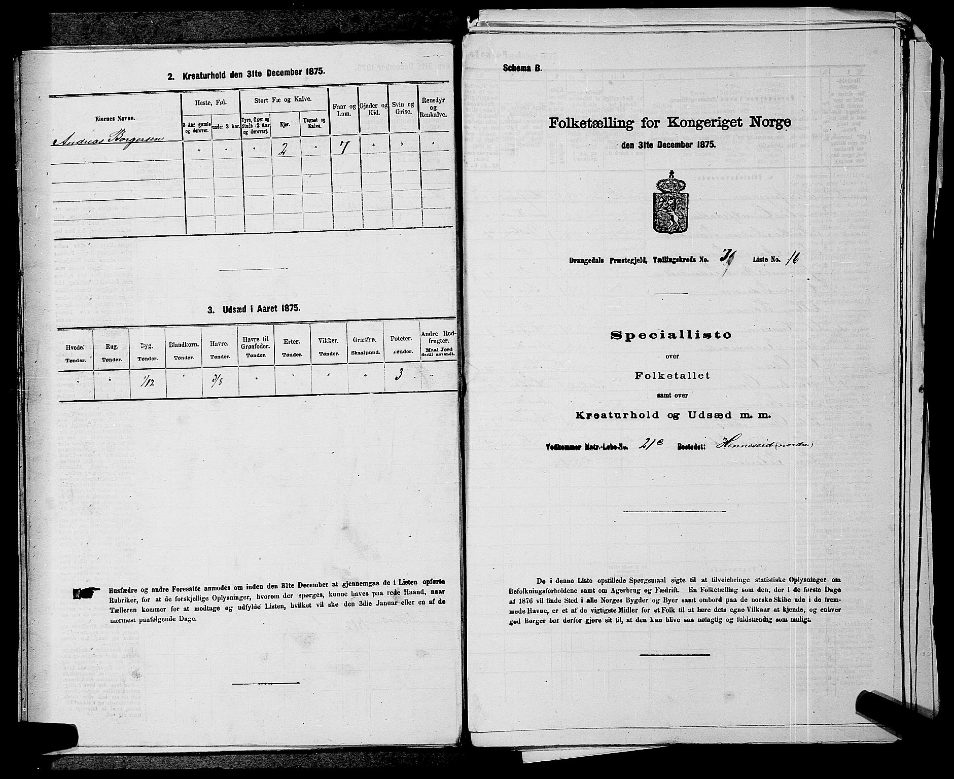 SAKO, Folketelling 1875 for 0817P Drangedal prestegjeld, 1875, s. 359