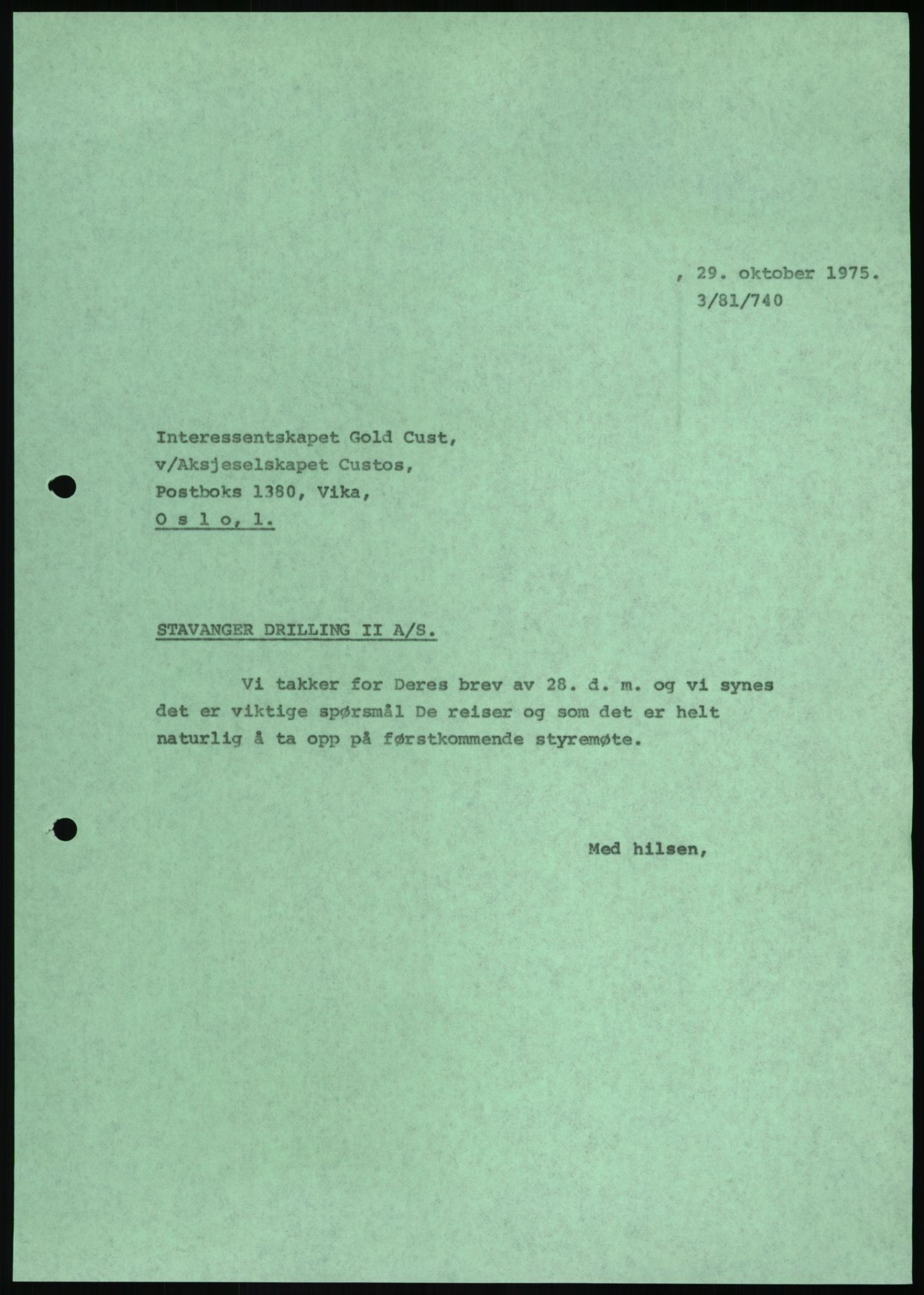 Pa 1503 - Stavanger Drilling AS, AV/SAST-A-101906/A/Ab/Abc/L0006: Styrekorrespondanse Stavanger Drilling II A/S, 1974-1977, s. 389