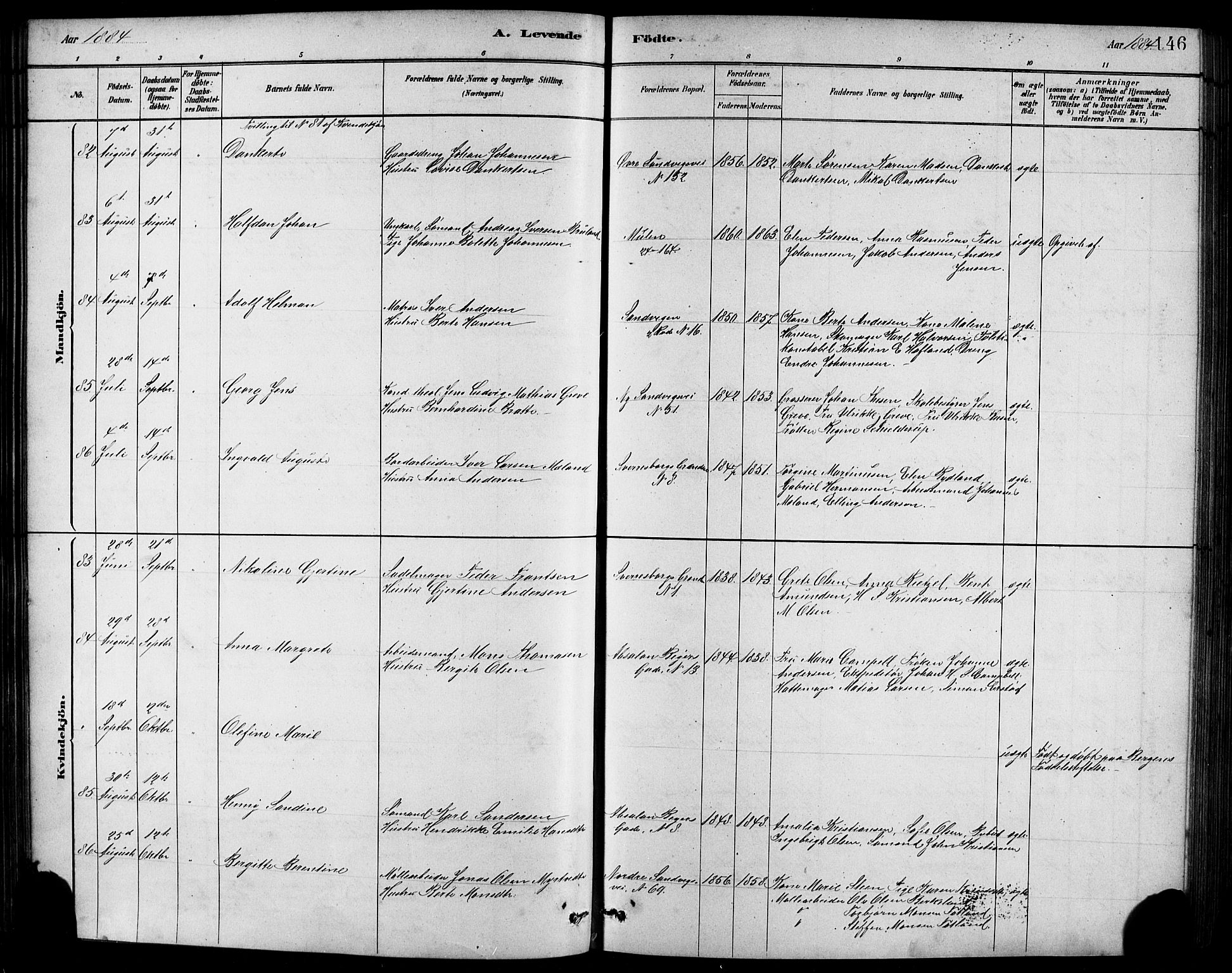 Sandviken Sokneprestembete, AV/SAB-A-77601/H/Hb/L0001: Klokkerbok nr. A 2, 1879-1892, s. 146