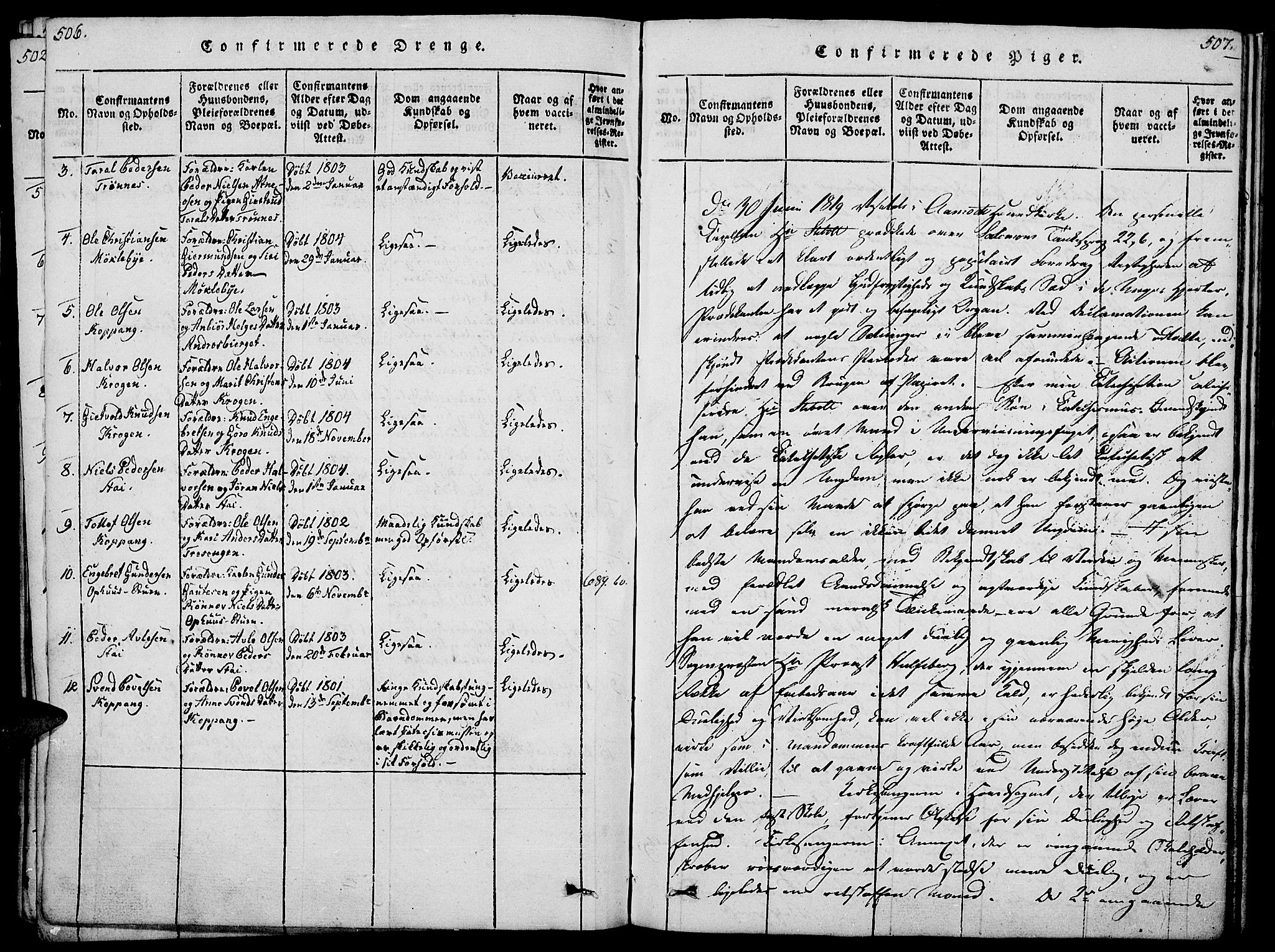 Åmot prestekontor, Hedmark, AV/SAH-PREST-056/H/Ha/Haa/L0005: Ministerialbok nr. 5, 1815-1841, s. 506-507