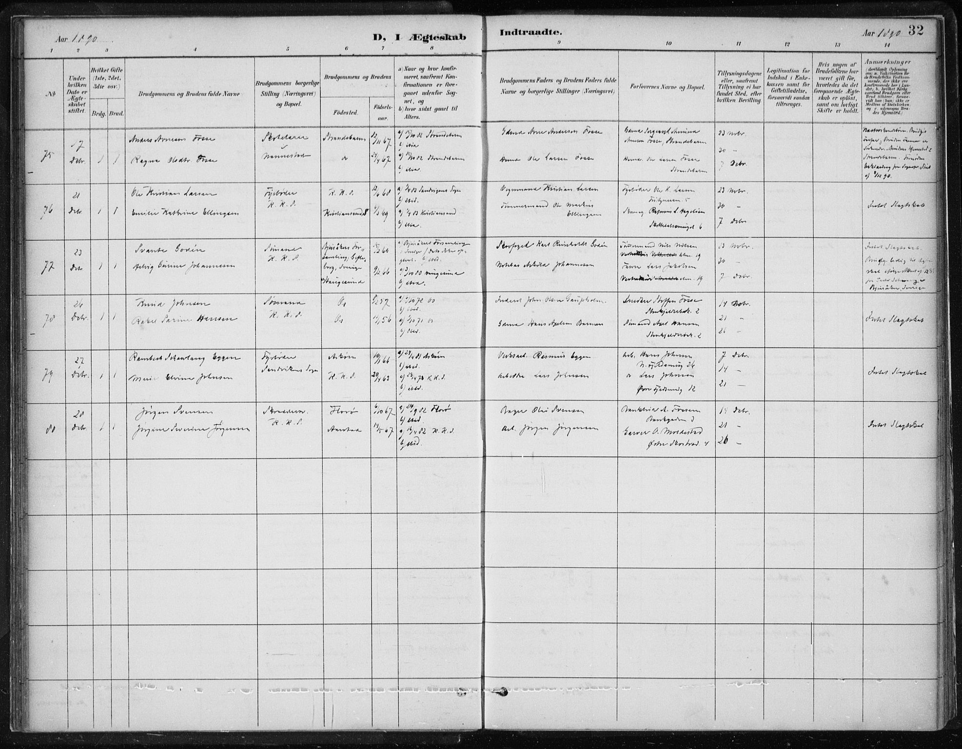 Korskirken sokneprestembete, AV/SAB-A-76101/H/Hab: Klokkerbok nr. D 3, 1887-1906, s. 32