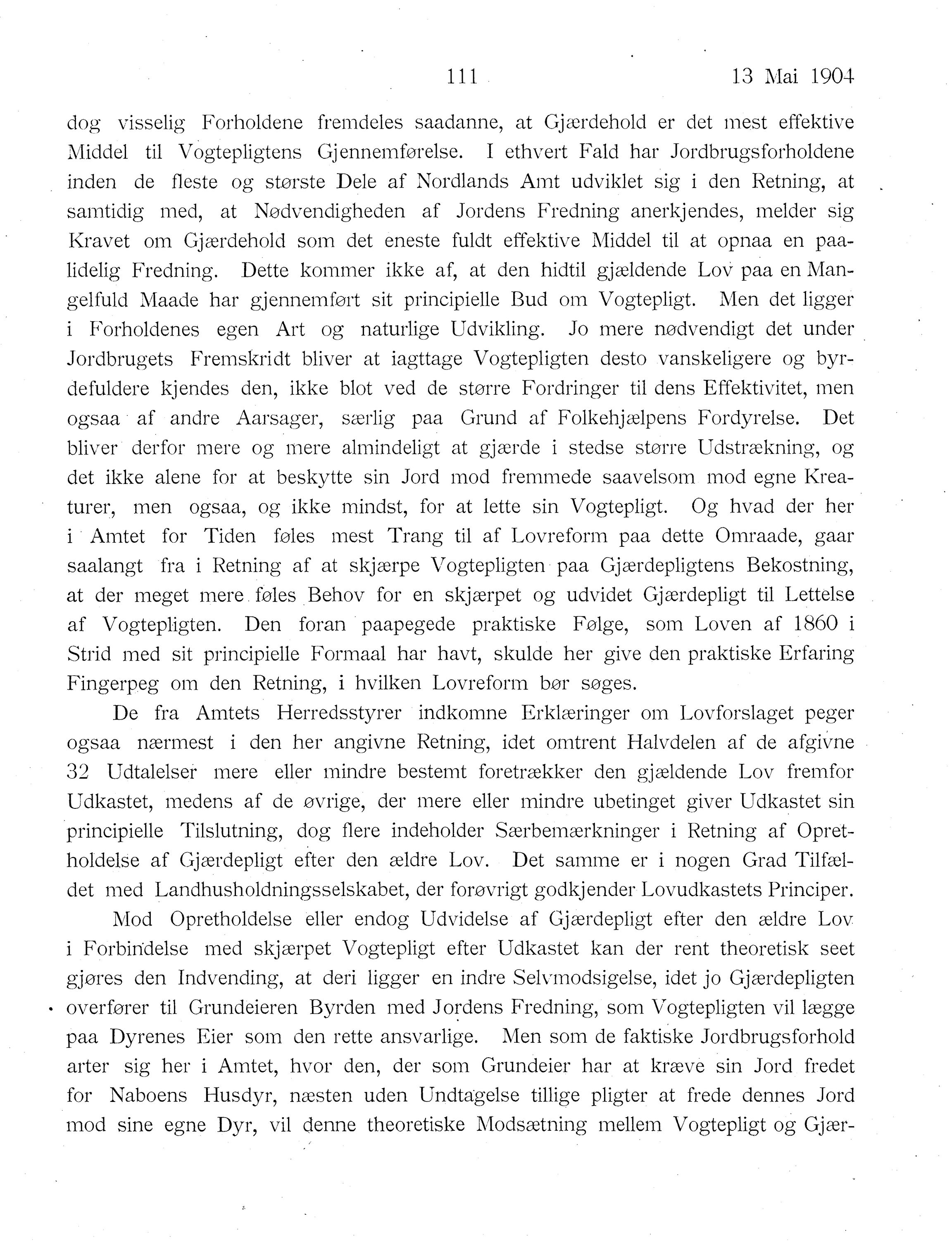 Nordland Fylkeskommune. Fylkestinget, AIN/NFK-17/176/A/Ac/L0027: Fylkestingsforhandlinger 1904, 1904