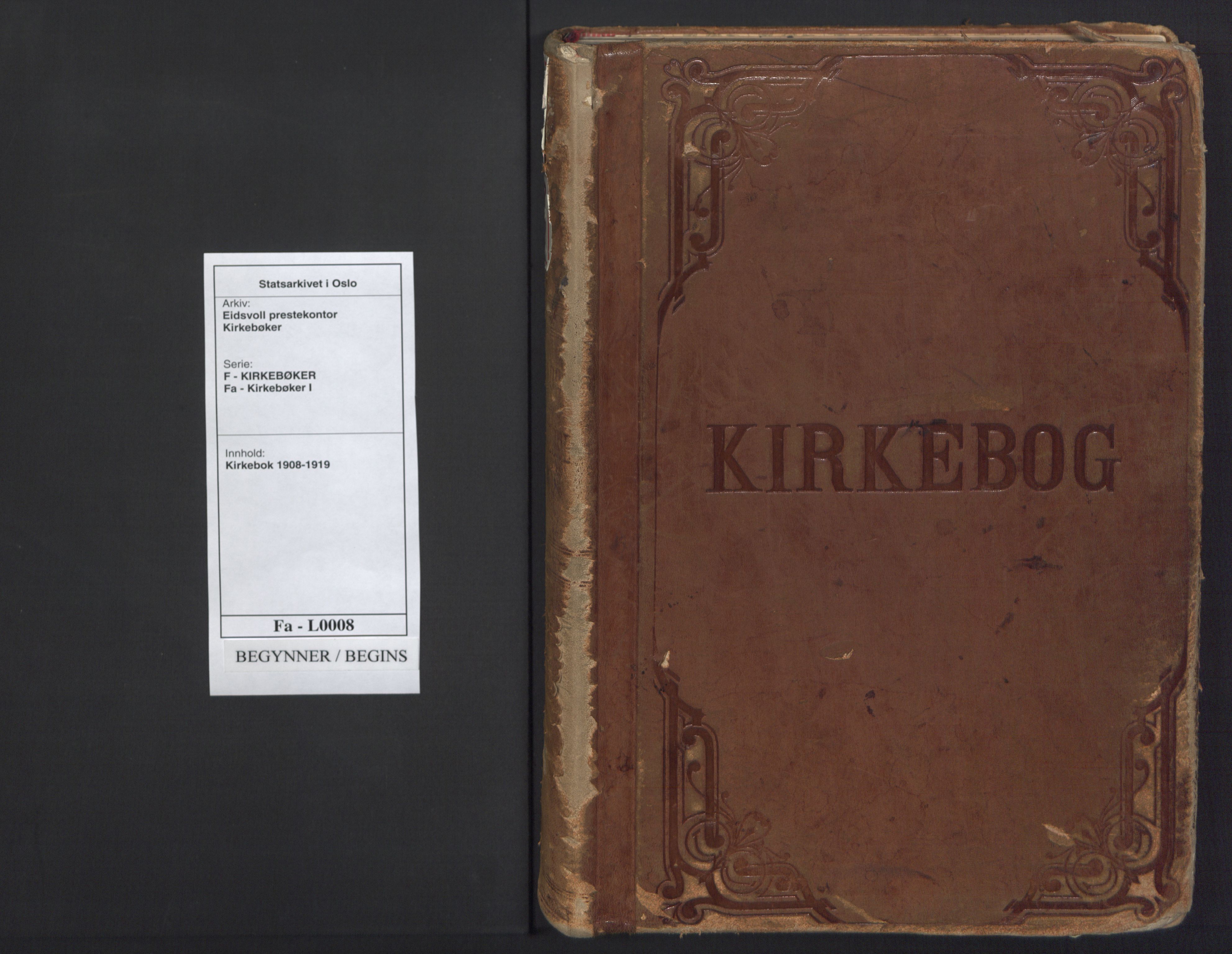 Eidsvoll prestekontor Kirkebøker, AV/SAO-A-10888/F/Fa/L0008: Ministerialbok nr. I 8, 1908-1920