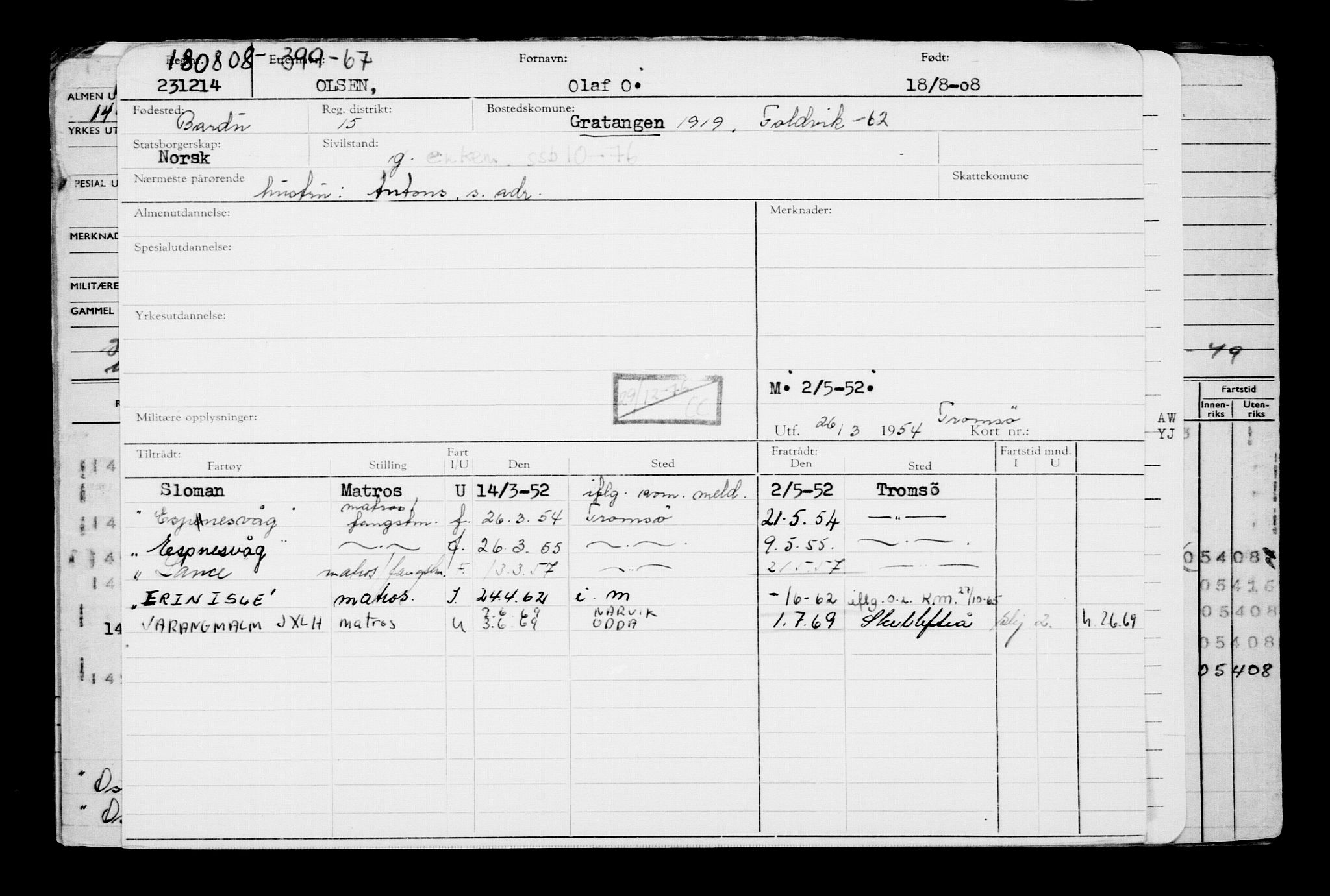 Direktoratet for sjømenn, RA/S-3545/G/Gb/L0078: Hovedkort, 1908, s. 705