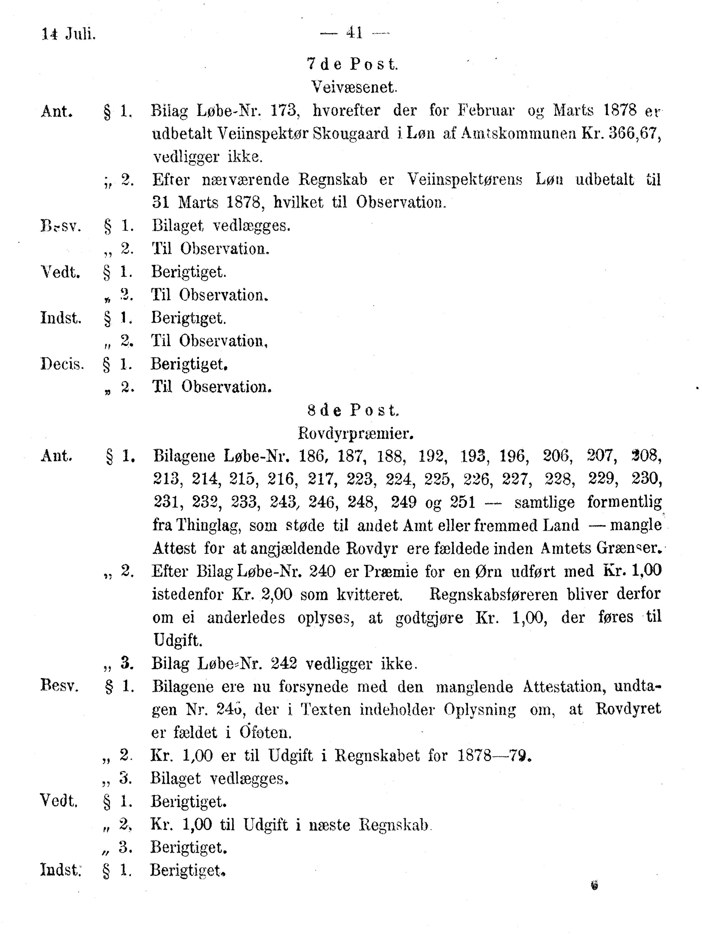 Nordland Fylkeskommune. Fylkestinget, AIN/NFK-17/176/A/Ac/L0010: Fylkestingsforhandlinger 1874-1880, 1874-1880