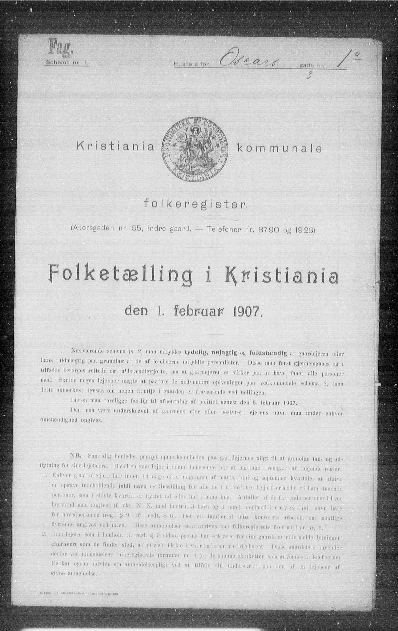 OBA, Kommunal folketelling 1.2.1907 for Kristiania kjøpstad, 1907, s. 38917