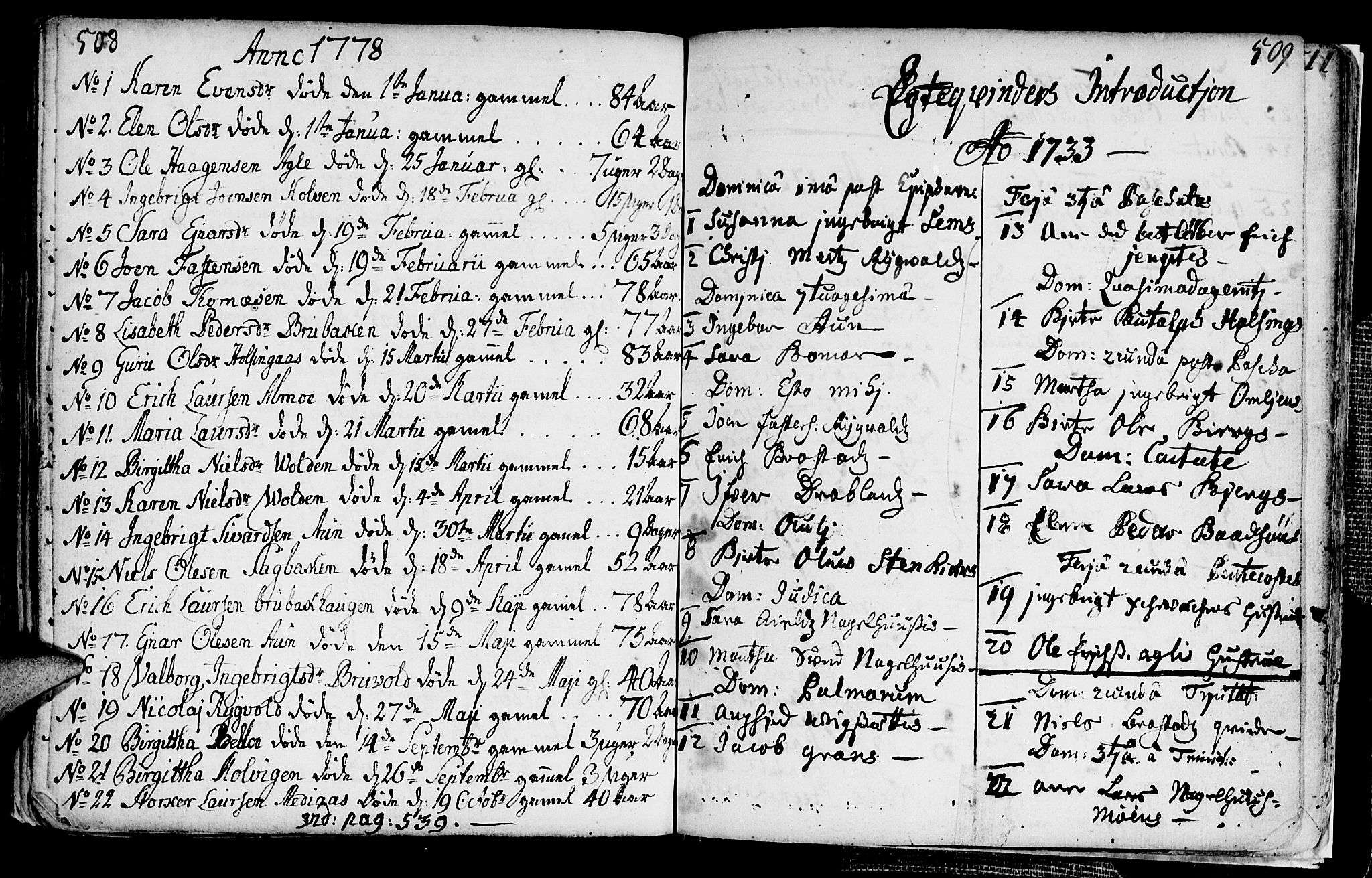 Ministerialprotokoller, klokkerbøker og fødselsregistre - Nord-Trøndelag, AV/SAT-A-1458/749/L0467: Ministerialbok nr. 749A01, 1733-1787, s. 508-509