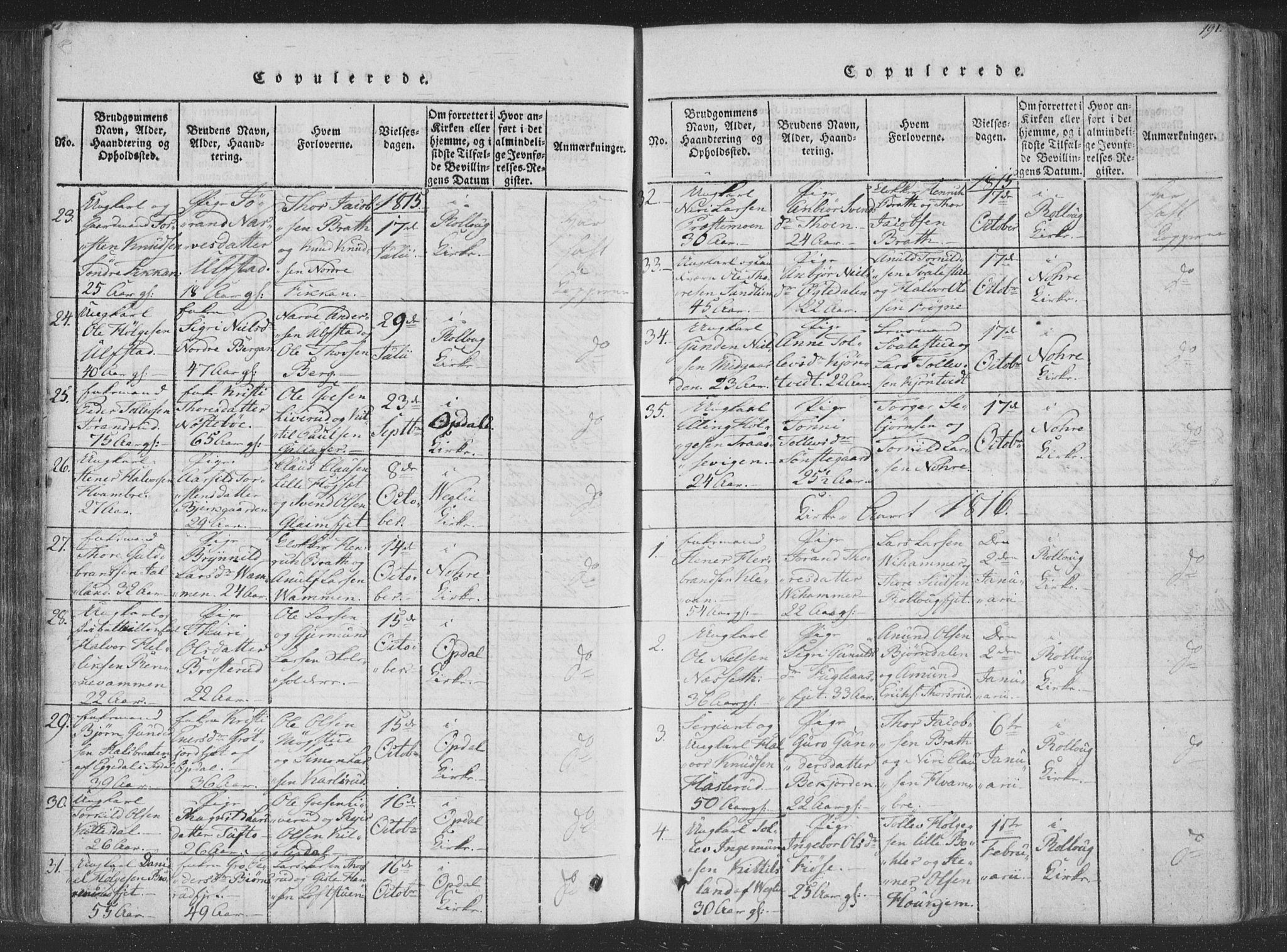 Rollag kirkebøker, AV/SAKO-A-240/F/Fa/L0006: Ministerialbok nr. I 6, 1814-1828, s. 191