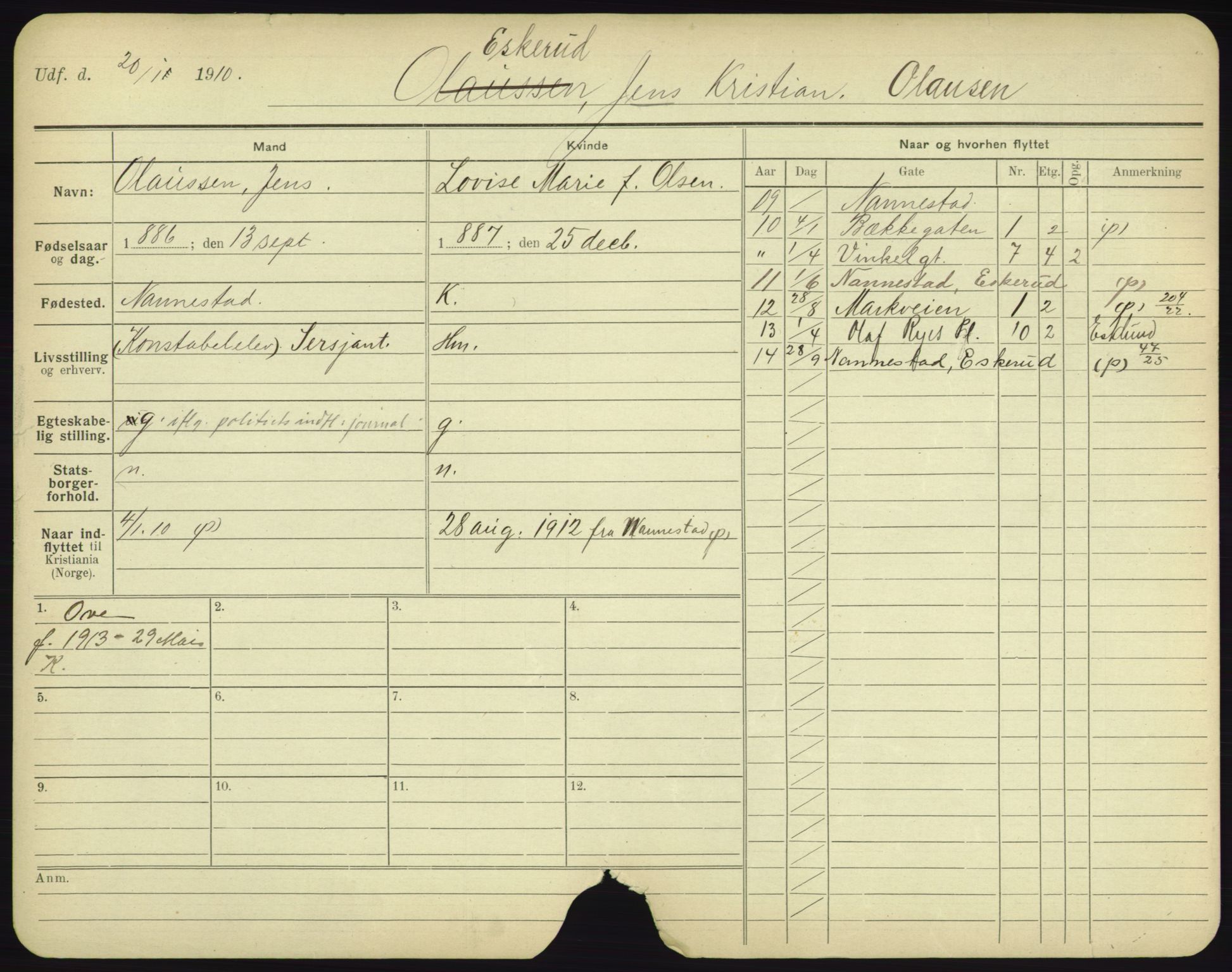 Oslo folkeregister, Registerkort, AV/SAO-A-11715/F/Fa/Fac/L0002: Menn, 1906-1914, s. 1178a