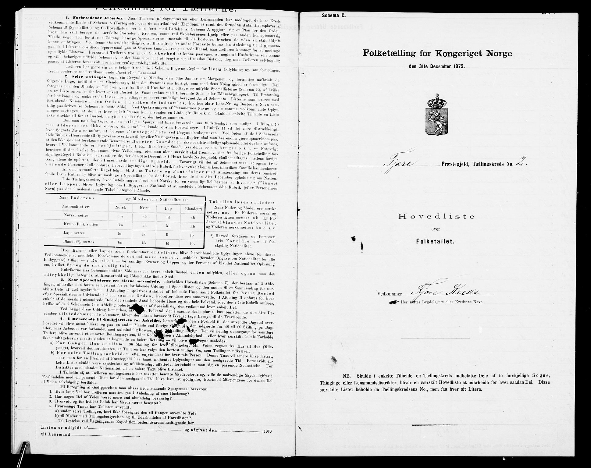 SAK, Folketelling 1875 for 0923L Fjære prestegjeld, Fjære sokn, 1875, s. 50