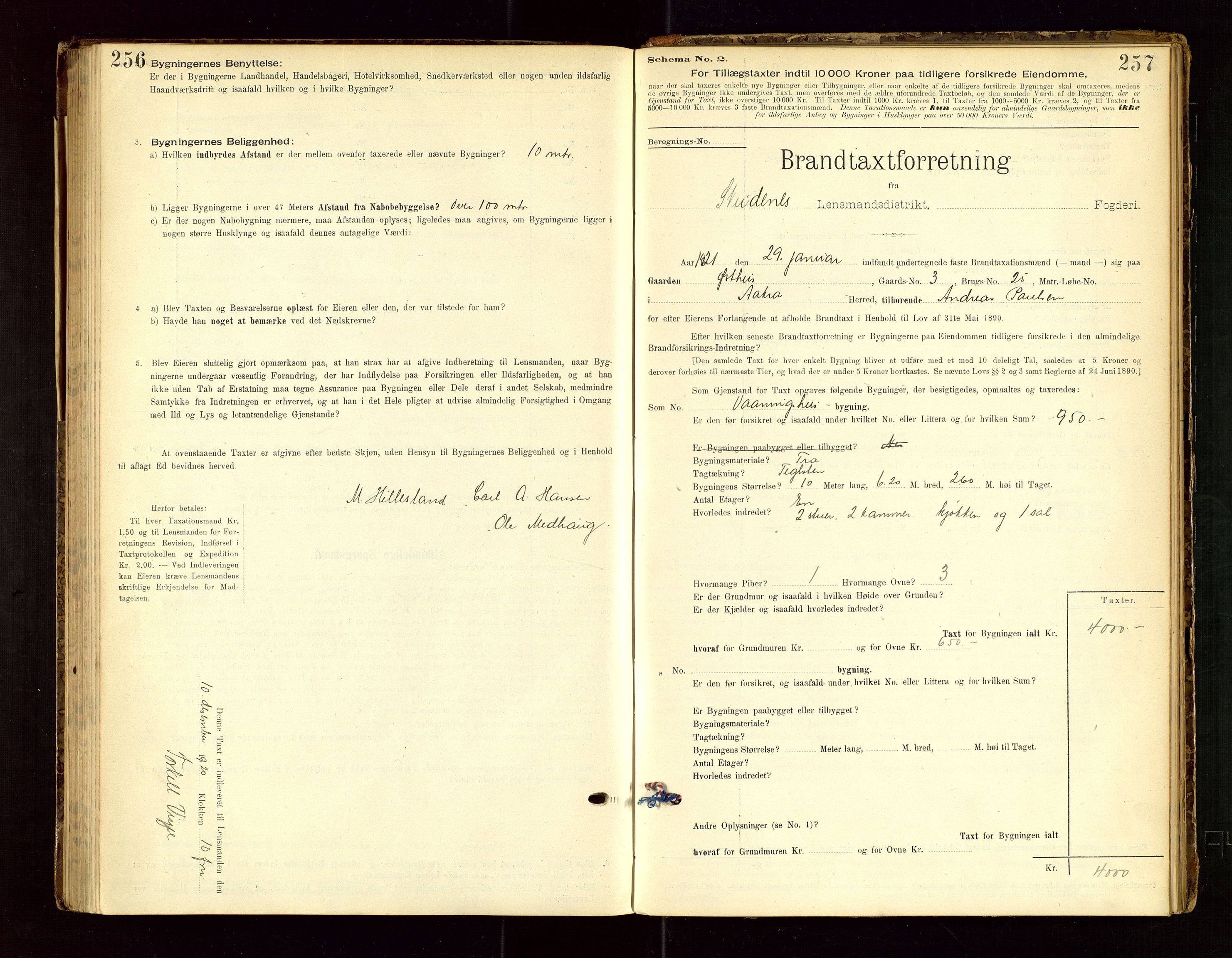 Skudenes lensmannskontor, SAST/A-100444/Gob/L0001: "Brandtaxationsprotokoll", 1895-1924, s. 256-257