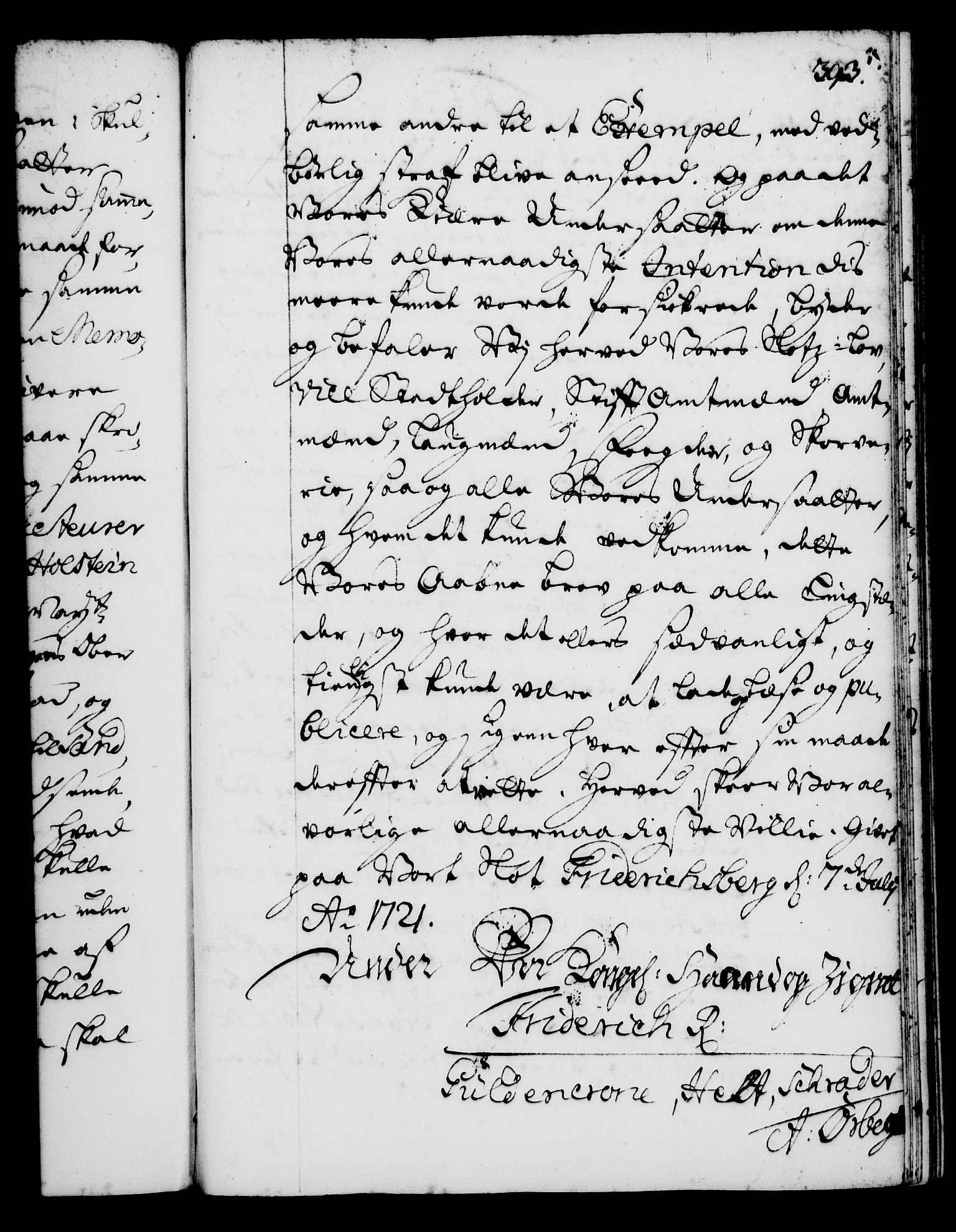 Rentekammeret, Kammerkanselliet, AV/RA-EA-3111/G/Gg/Gga/L0001: Norsk ekspedisjonsprotokoll med register (merket RK 53.1), 1720-1723, s. 393