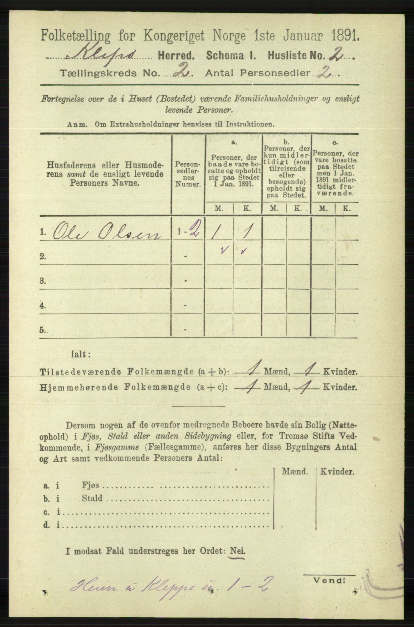 RA, Folketelling 1891 for 1120 Klepp herred, 1891, s. 310