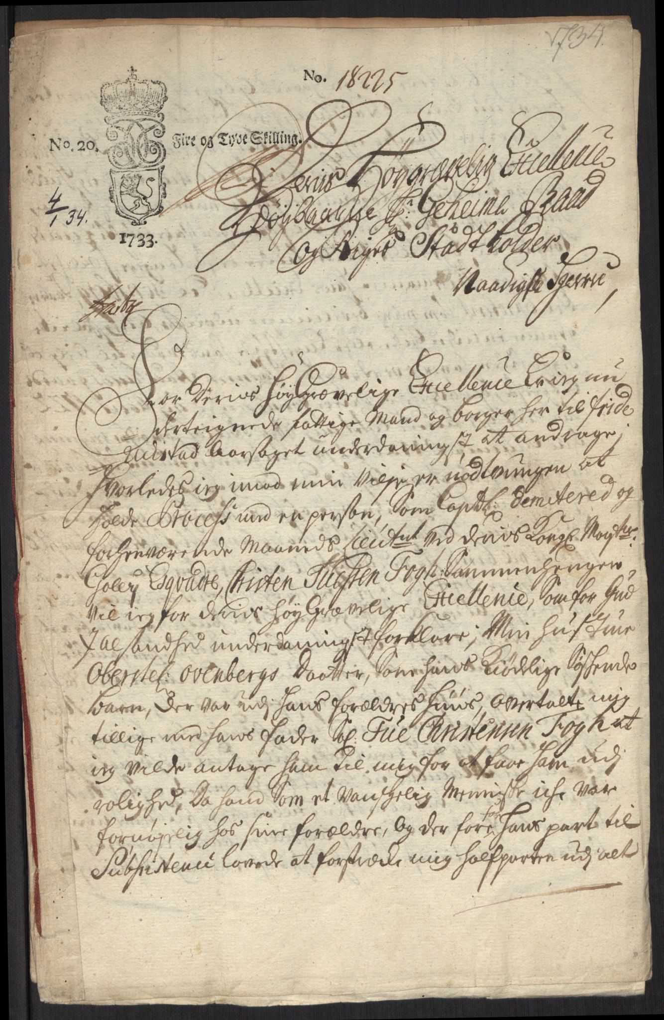 Stattholderembetet 1572-1771, AV/RA-EA-2870/Ef/L0107: Brev fra embetsmenn og andre, 1733-1734, s. 152