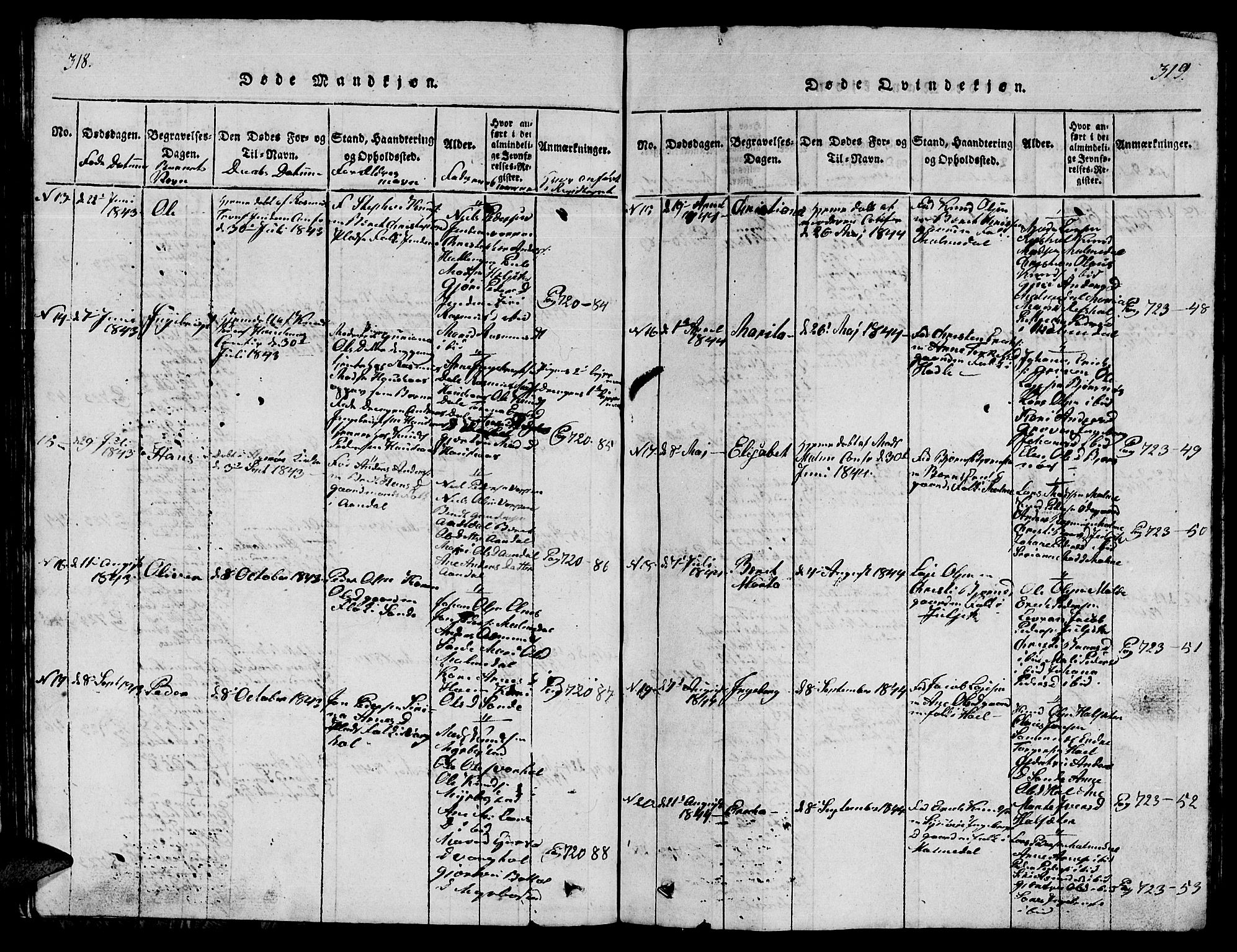 Ministerialprotokoller, klokkerbøker og fødselsregistre - Møre og Romsdal, AV/SAT-A-1454/565/L0752: Klokkerbok nr. 565C01, 1817-1844, s. 318-319