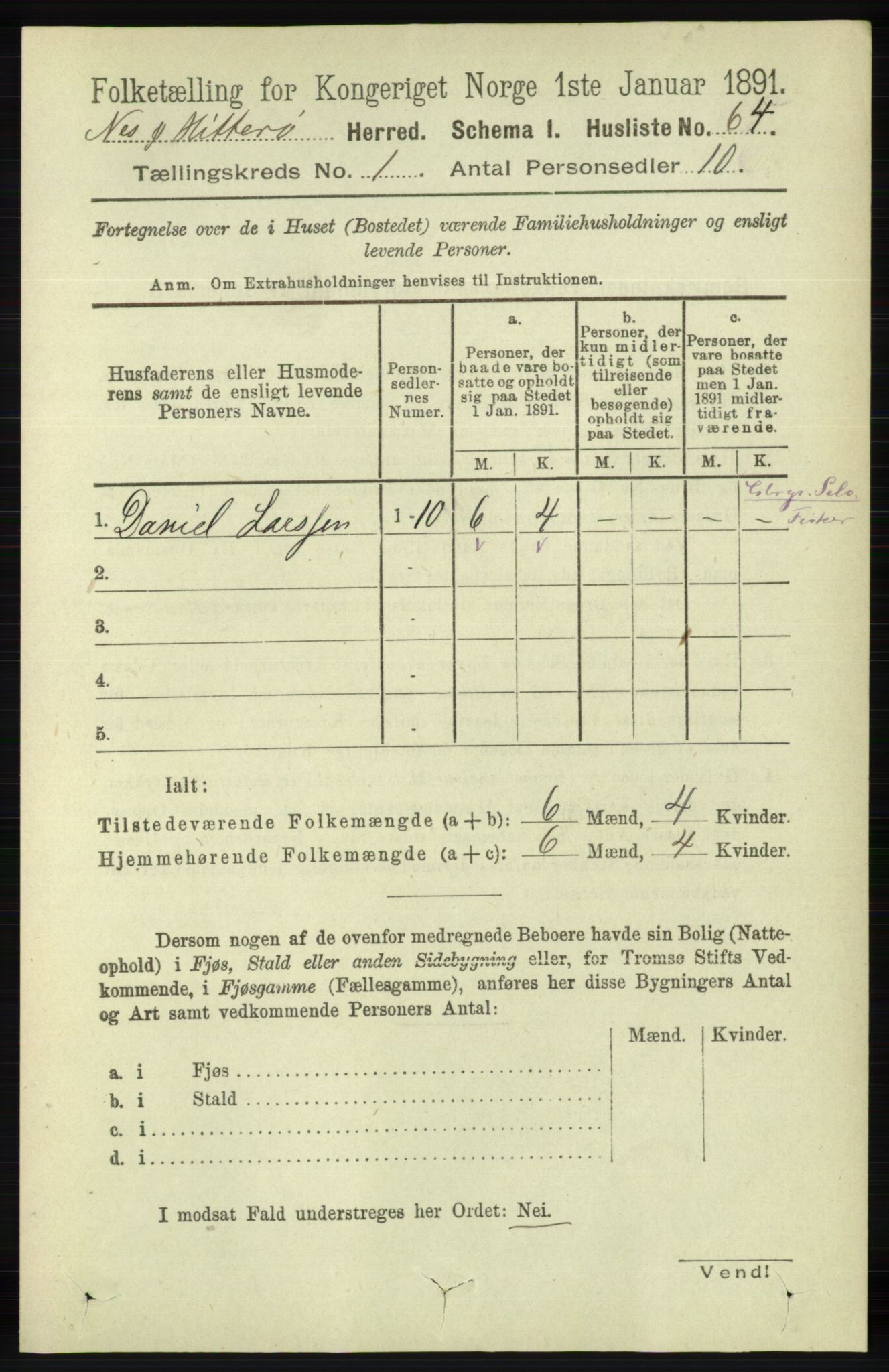 RA, Folketelling 1891 for 1043 Hidra og Nes herred, 1891, s. 93