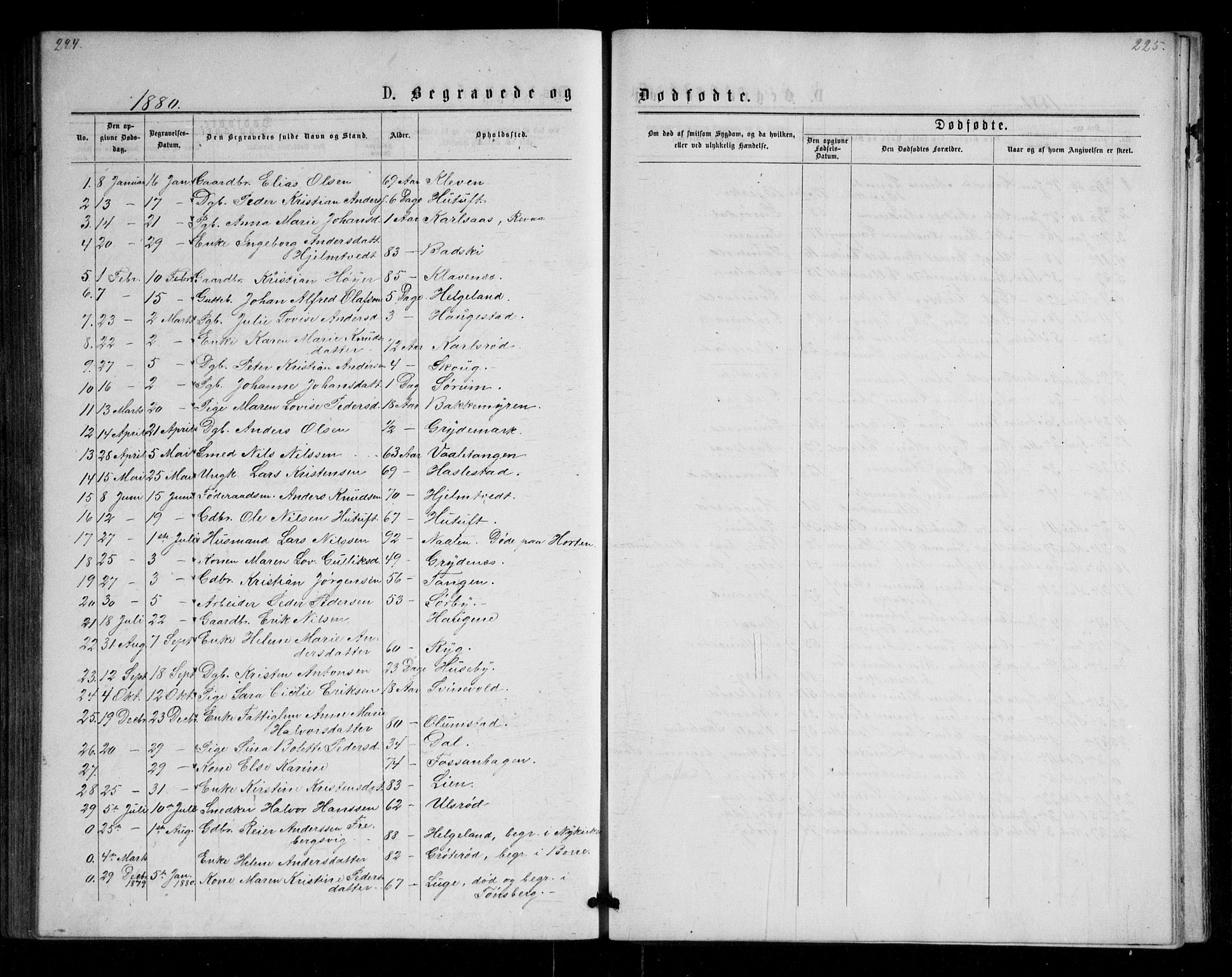 Våle kirkebøker, AV/SAKO-A-334/G/Ga/L0004a: Klokkerbok nr. I 4, 1874-1893, s. 224-225