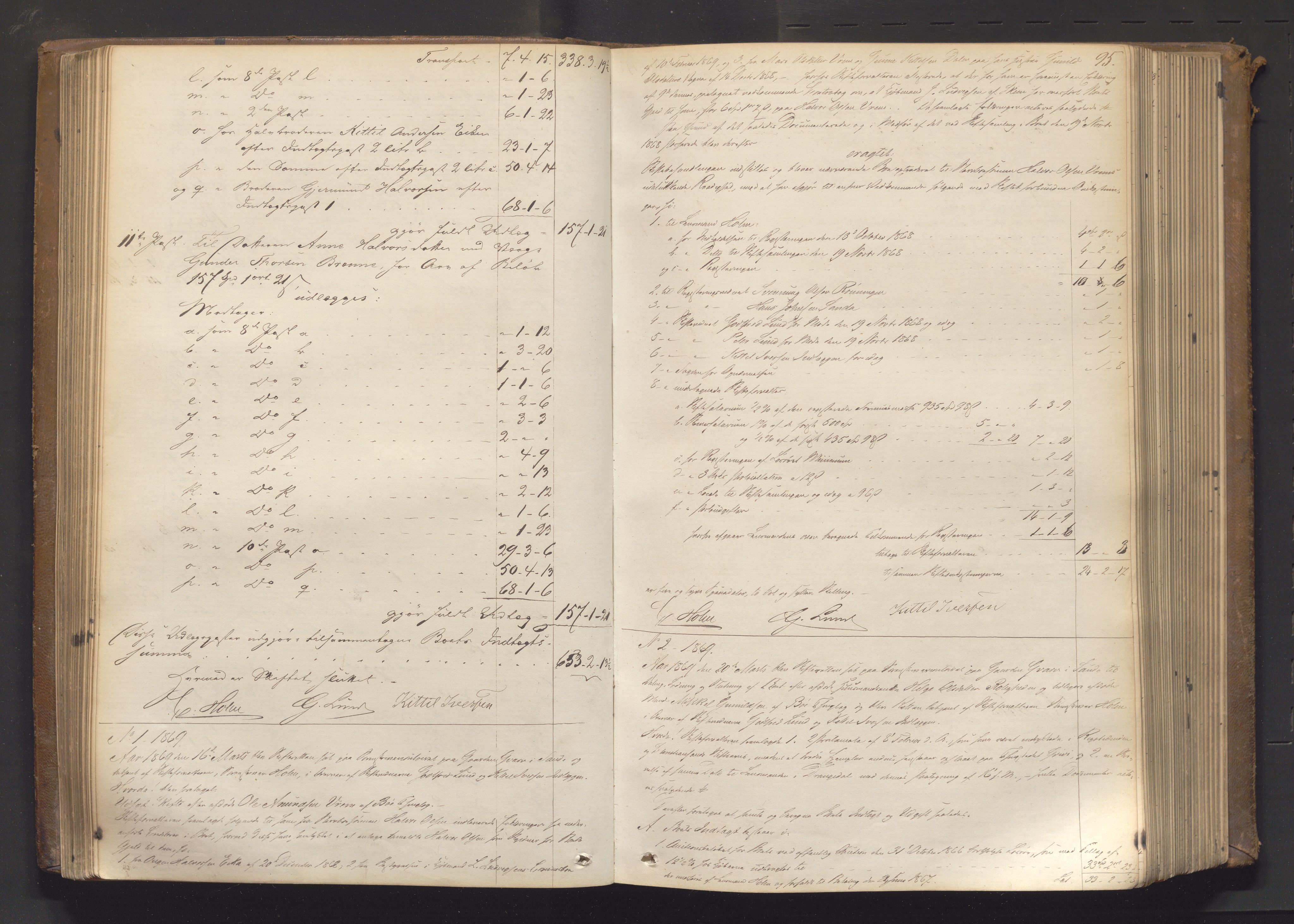 Nedre Telemark sorenskriveri, AV/SAKO-A-135/H/Hb/Hbe/L0002: Skifteutlodningsprotokoll, 1867-1878, s. 94b-95a