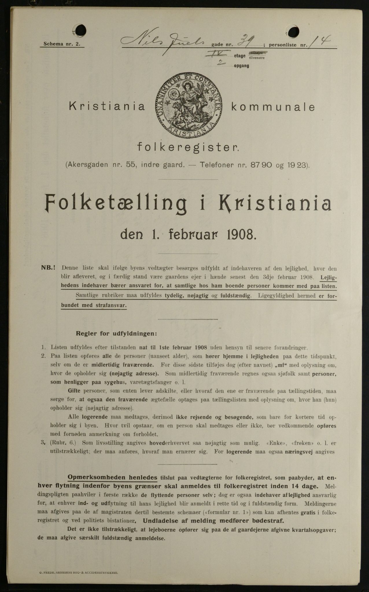 OBA, Kommunal folketelling 1.2.1908 for Kristiania kjøpstad, 1908, s. 63307