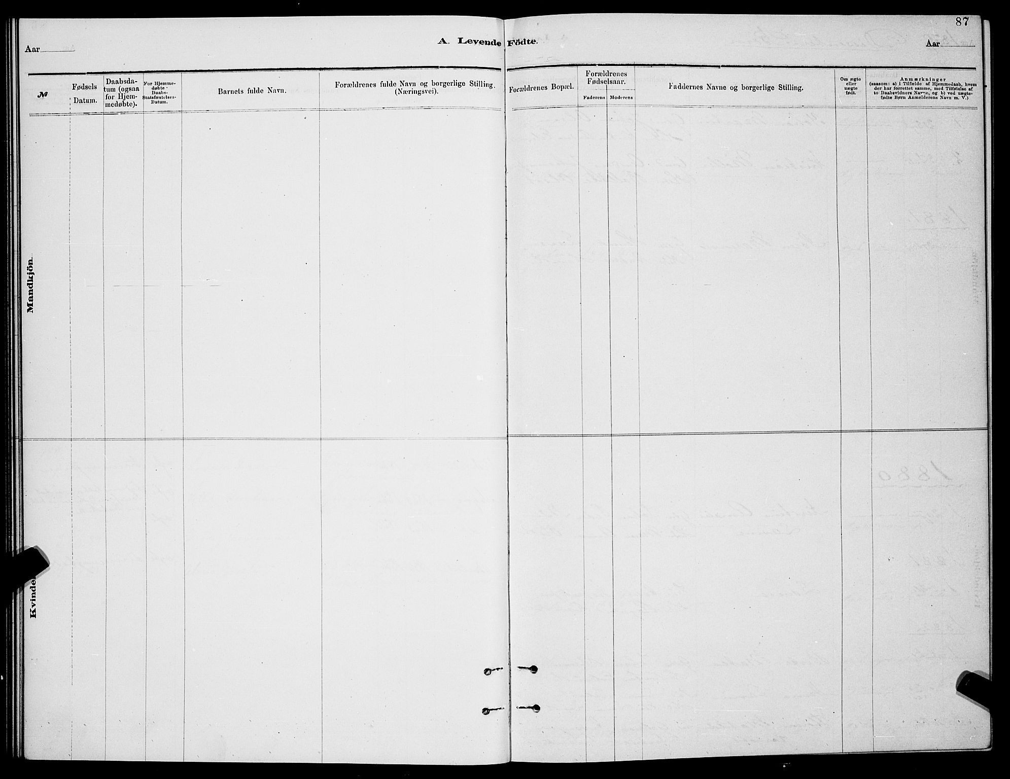 Balsfjord sokneprestembete, SATØ/S-1303/G/Ga/L0007klokker: Klokkerbok nr. 7, 1878-1889, s. 87