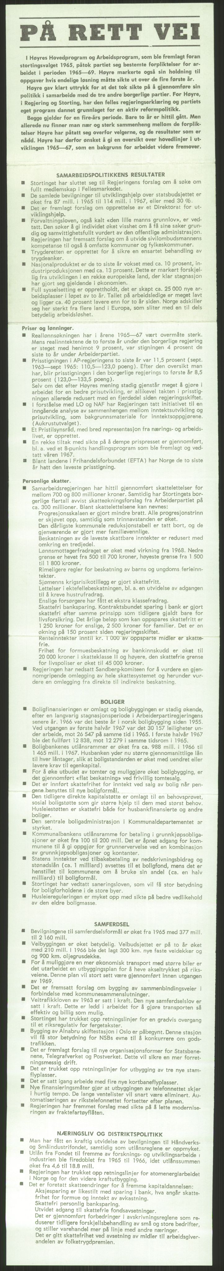 Høyres Hovedorganisasjon, AV/RA-PA-0583/1/D/Dd/L0131: 21 Stortinget/23 Statsministeren. Regjeringen, 1951-1965, s. 3