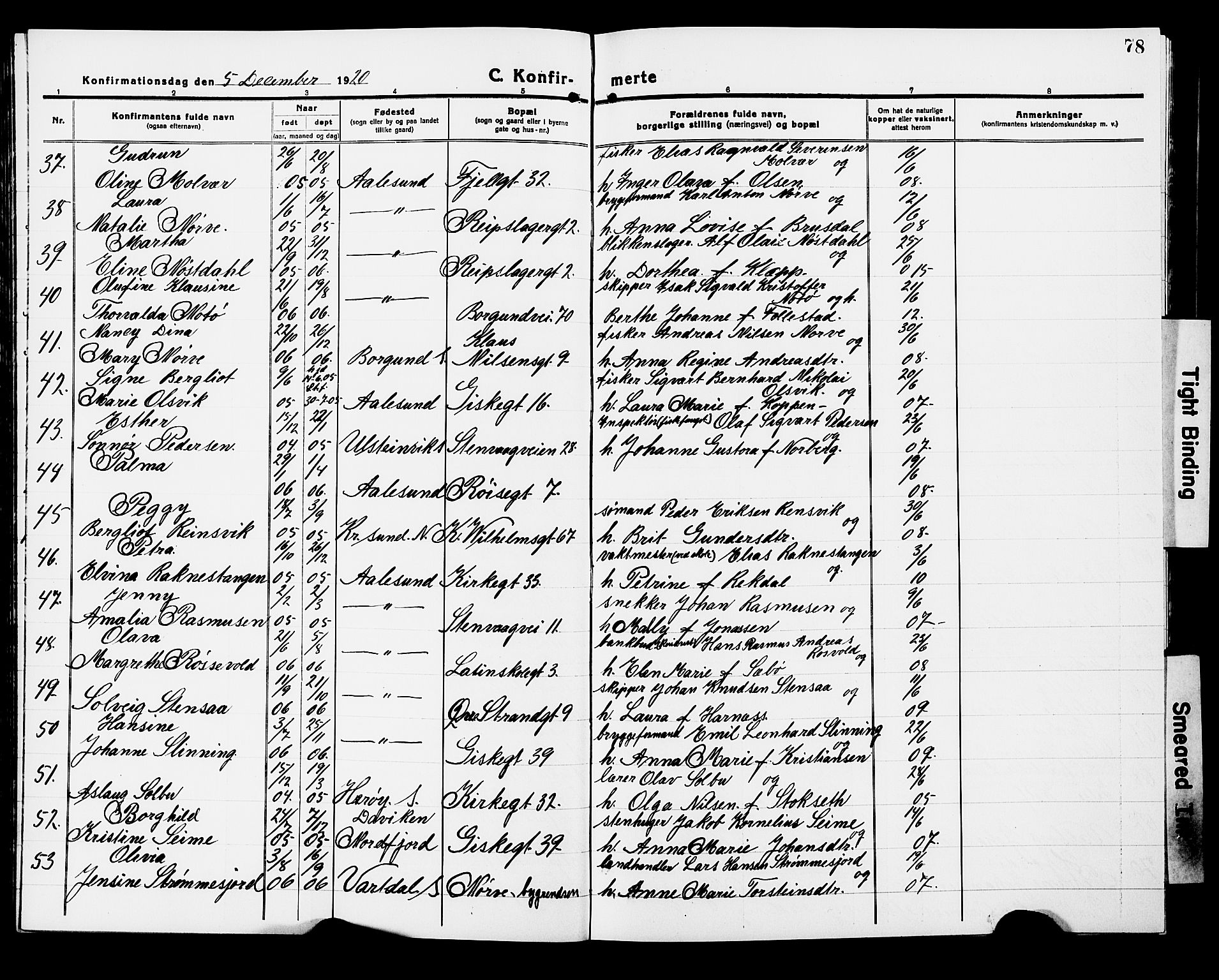 Ministerialprotokoller, klokkerbøker og fødselsregistre - Møre og Romsdal, AV/SAT-A-1454/529/L0472: Klokkerbok nr. 529C09, 1917-1929, s. 78