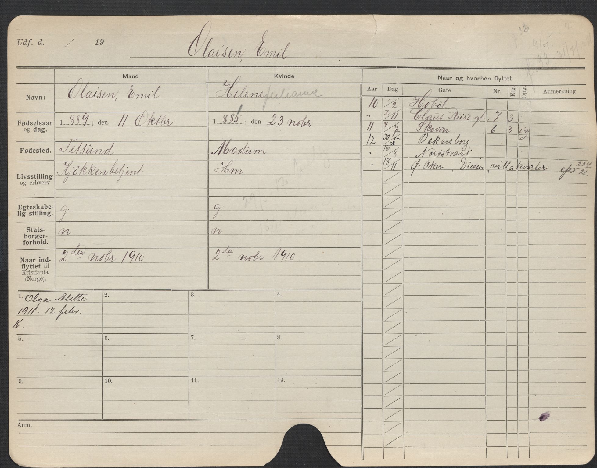 Oslo folkeregister, Registerkort, SAO/A-11715/F/Fa/Fac/L0008: Menn, 1906-1914, s. 600a