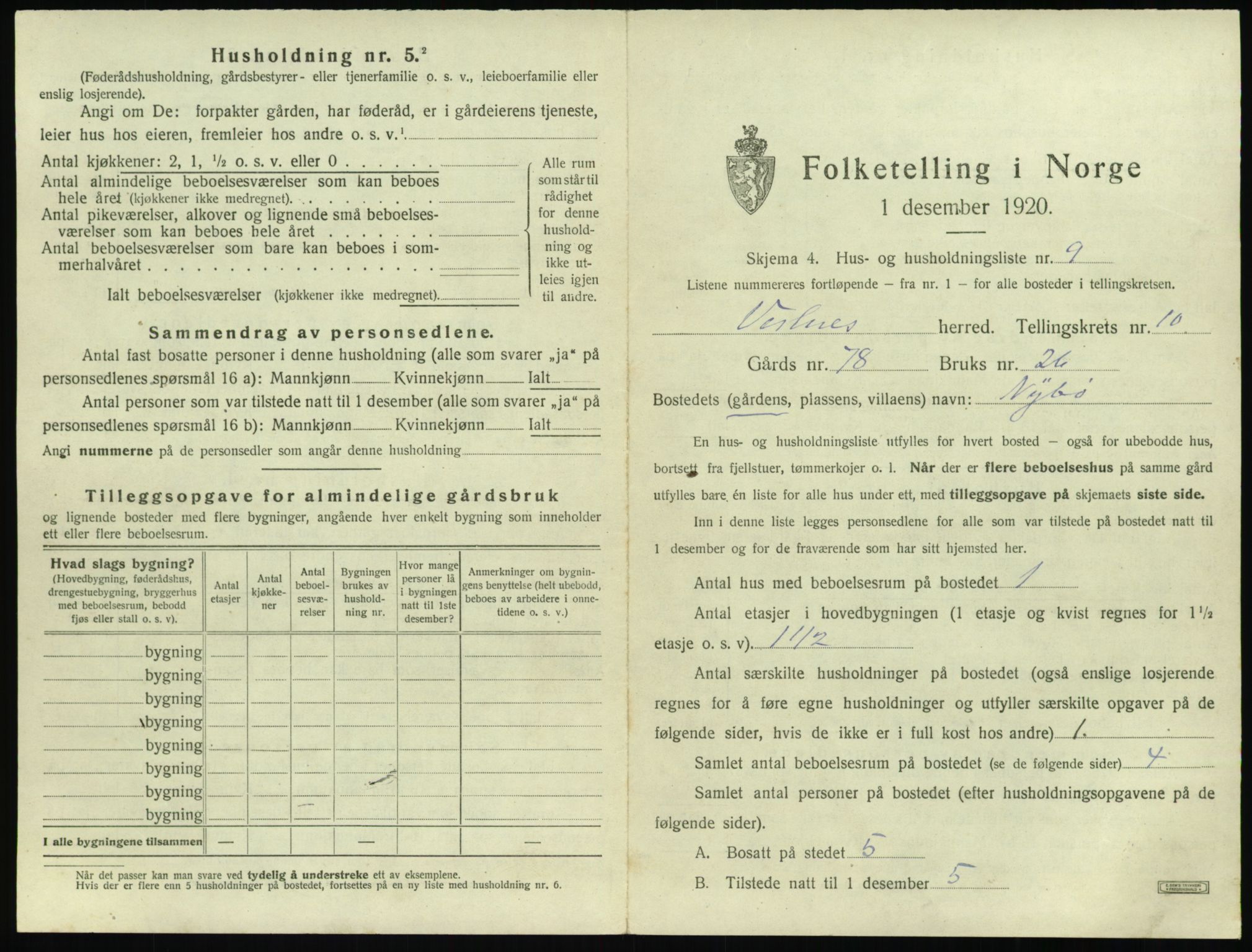 SAT, Folketelling 1920 for 1535 Vestnes herred, 1920, s. 1063