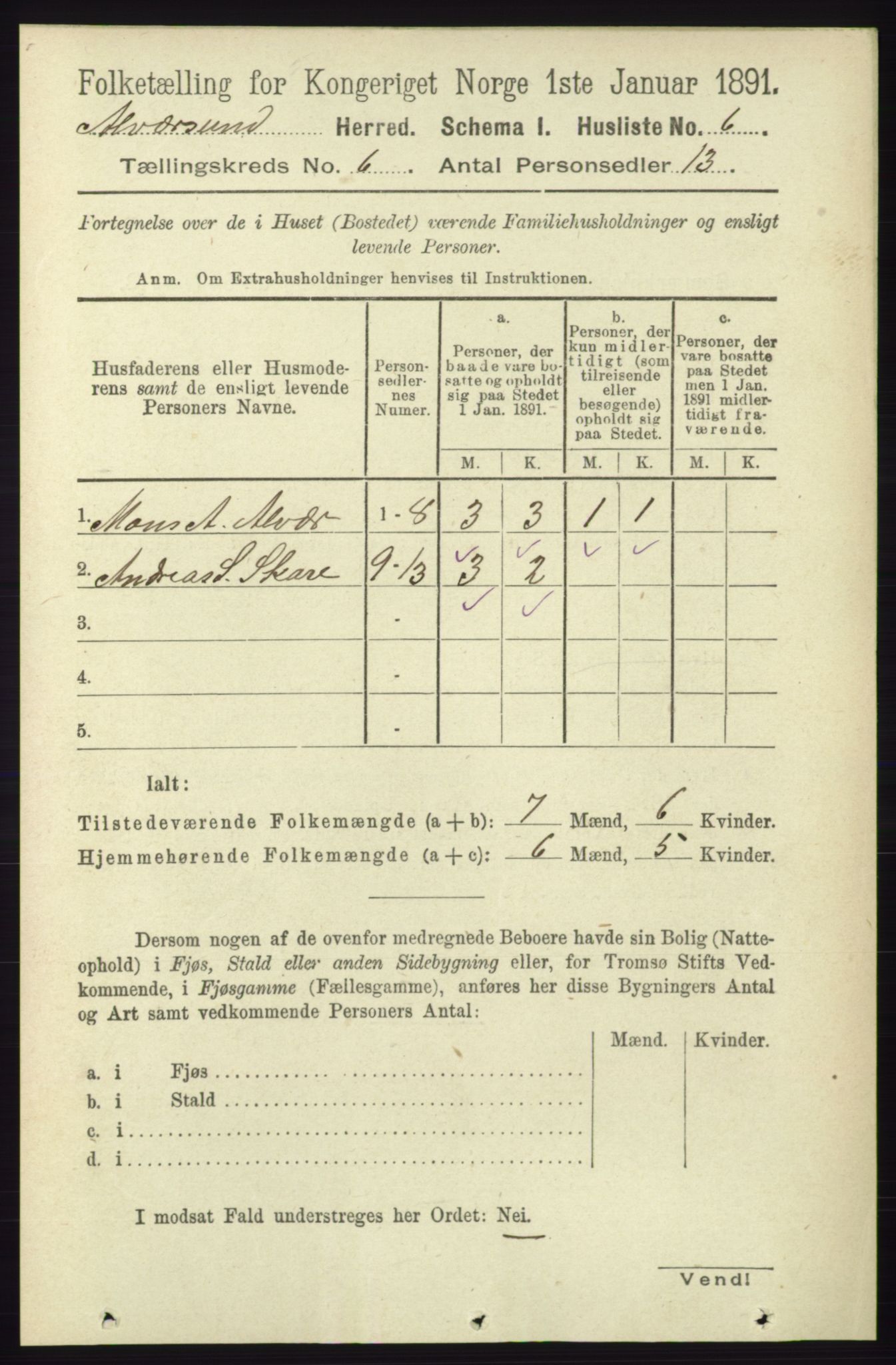 RA, Folketelling 1891 for 1257 Alversund herred, 1891, s. 2014