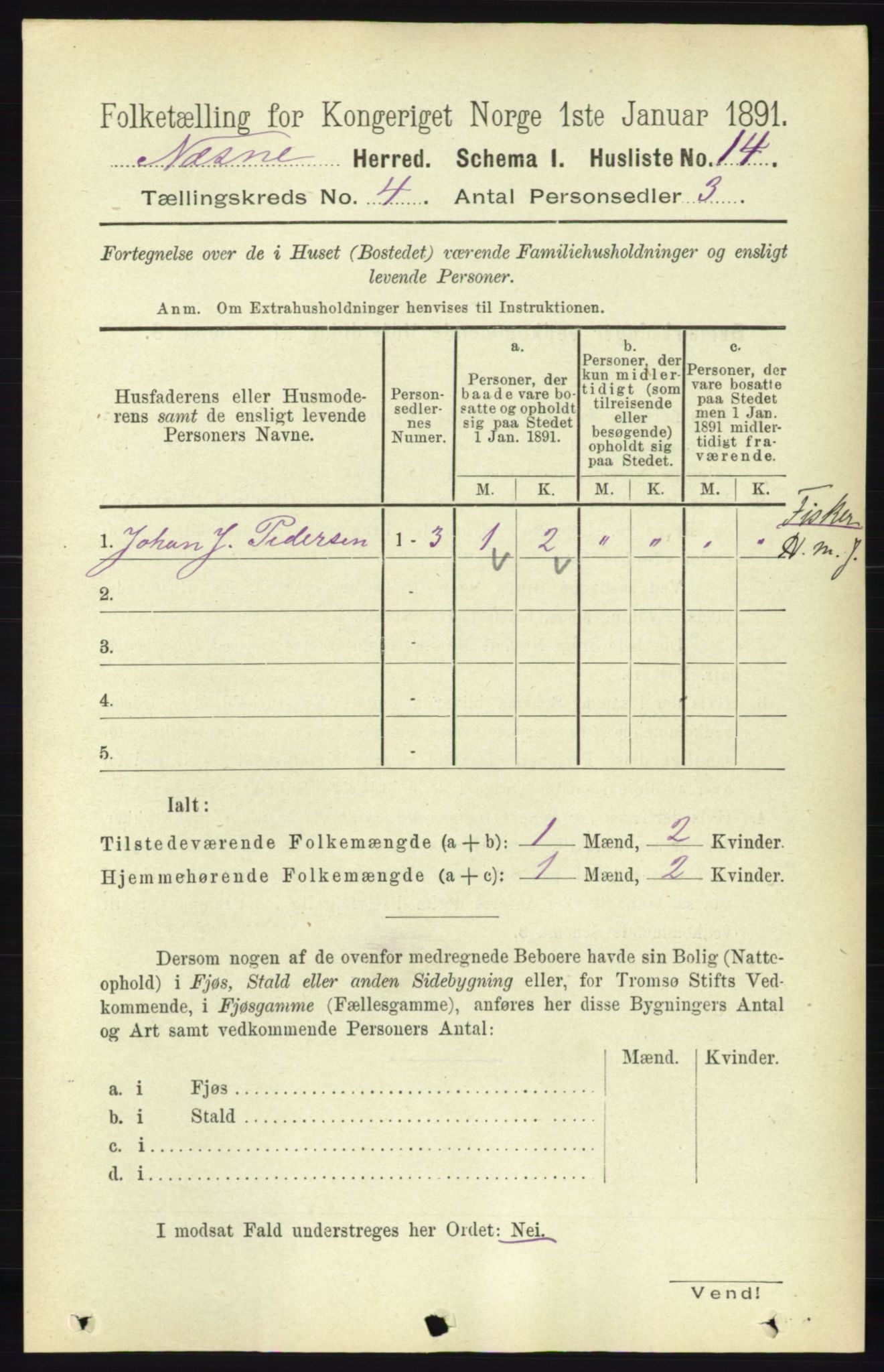 RA, Folketelling 1891 for 1828 Nesna herred, 1891, s. 2100