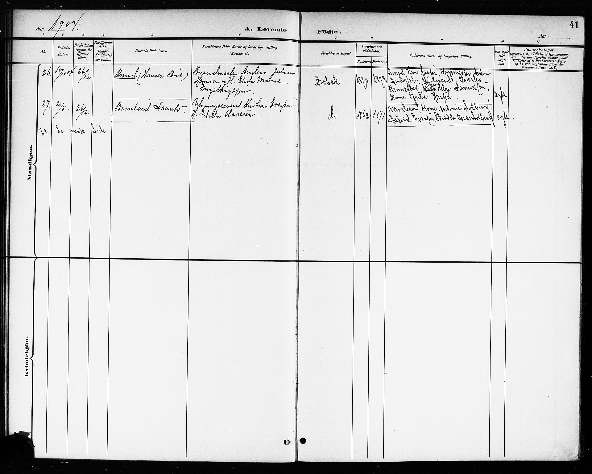 Drøbak prestekontor Kirkebøker, AV/SAO-A-10142a/G/Ga/L0001: Klokkerbok nr. I 1, 1897-1917, s. 41