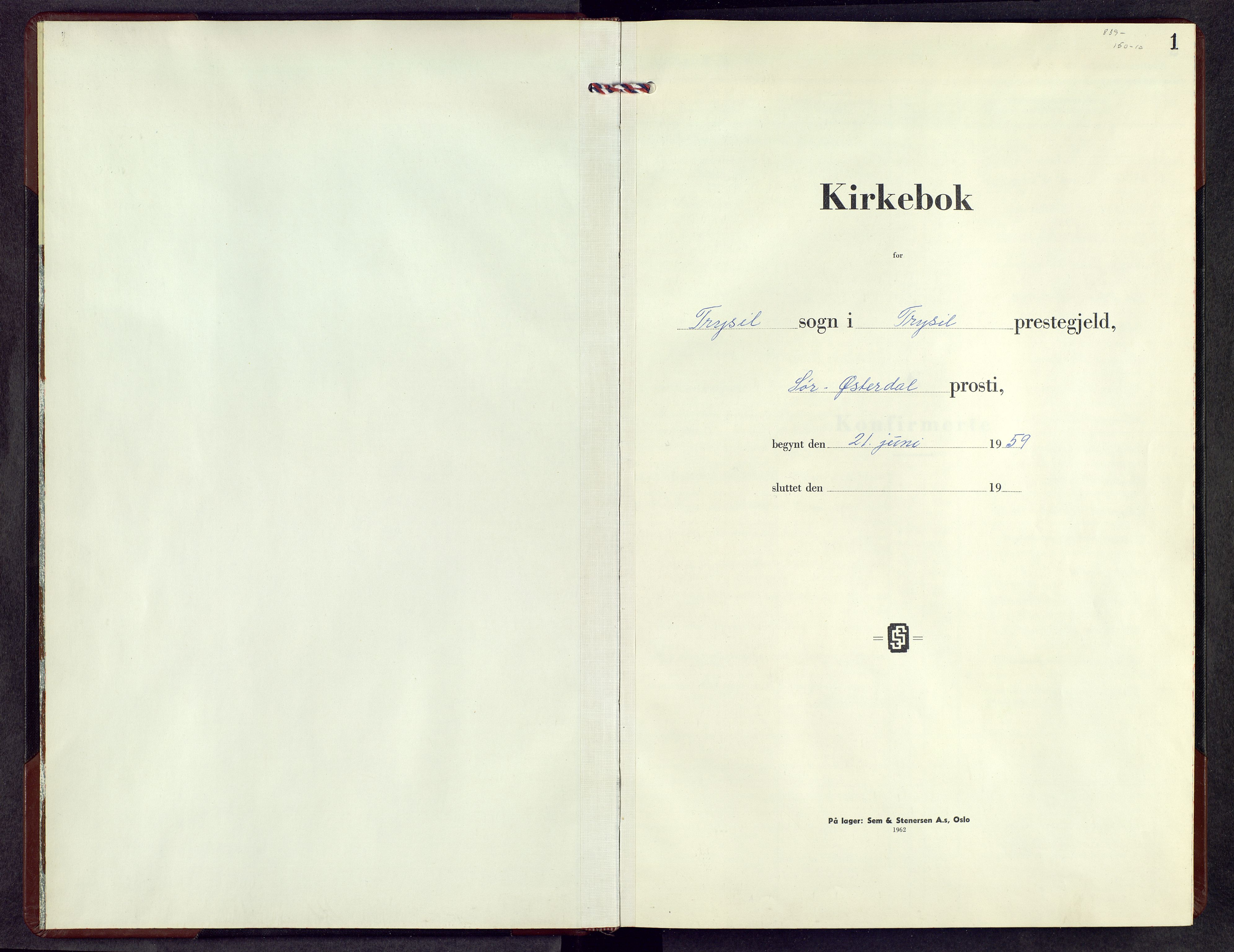 Trysil prestekontor, SAH/PREST-046/H/Ha/Hab/L0018: Klokkerbok nr. 18, 1959-1965, s. 1