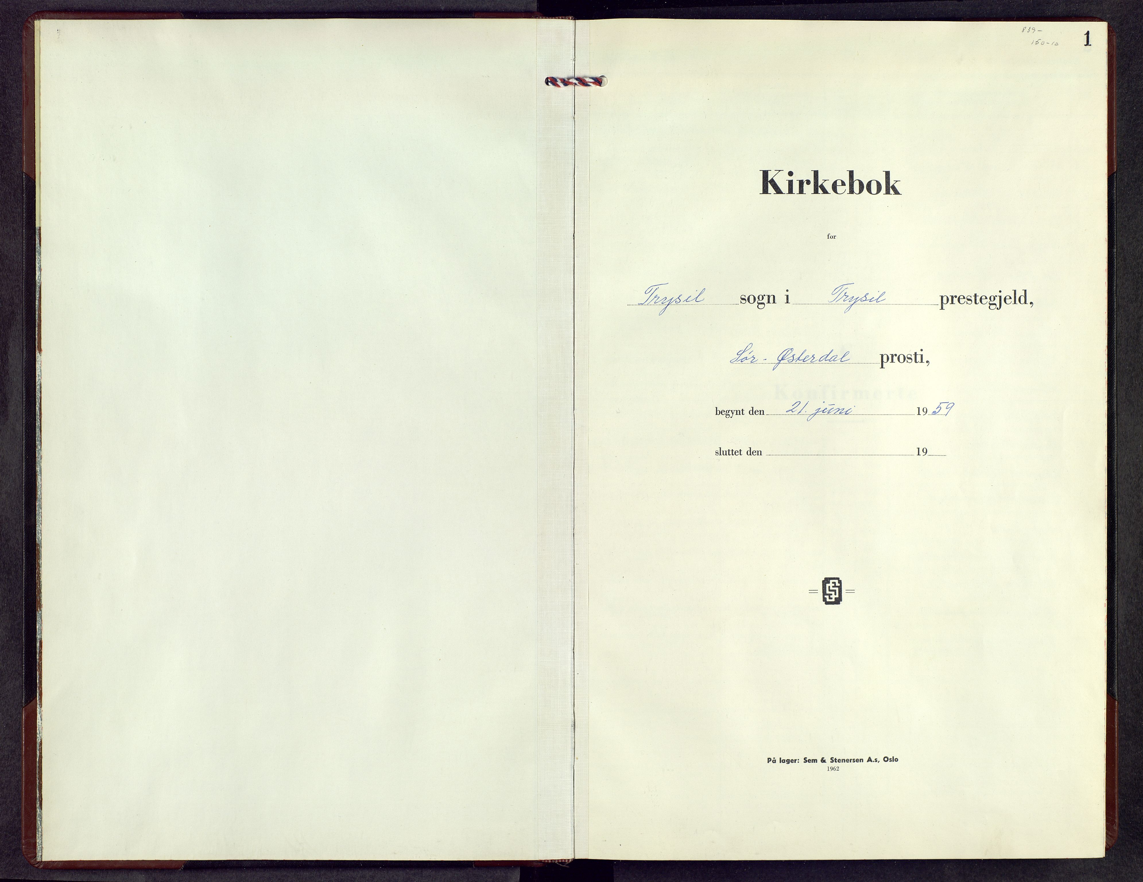 Trysil prestekontor, AV/SAH-PREST-046/H/Ha/Hab/L0018: Klokkerbok nr. 18, 1959-1965, s. 1