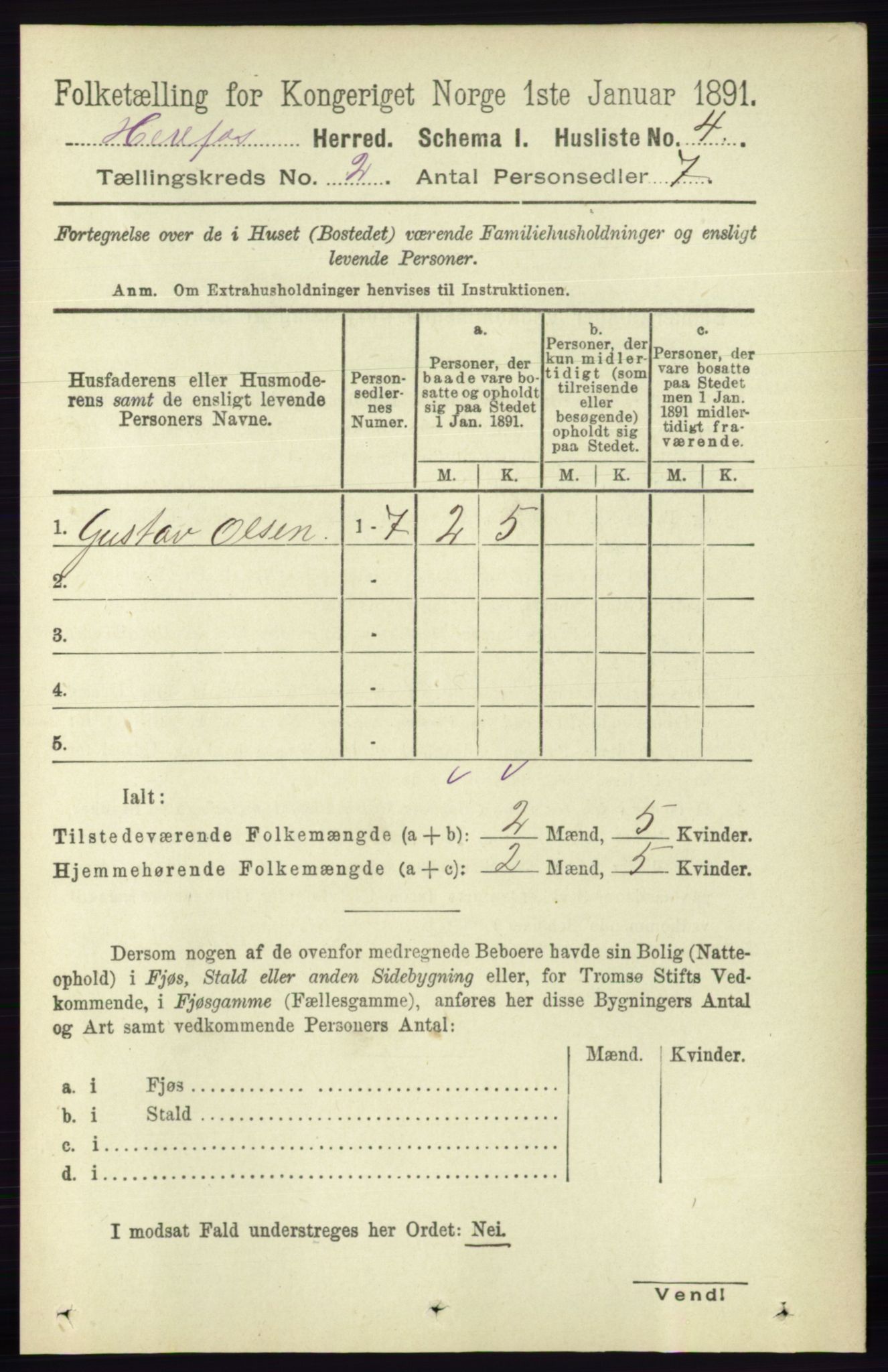 RA, Folketelling 1891 for 0933 Herefoss herred, 1891, s. 244