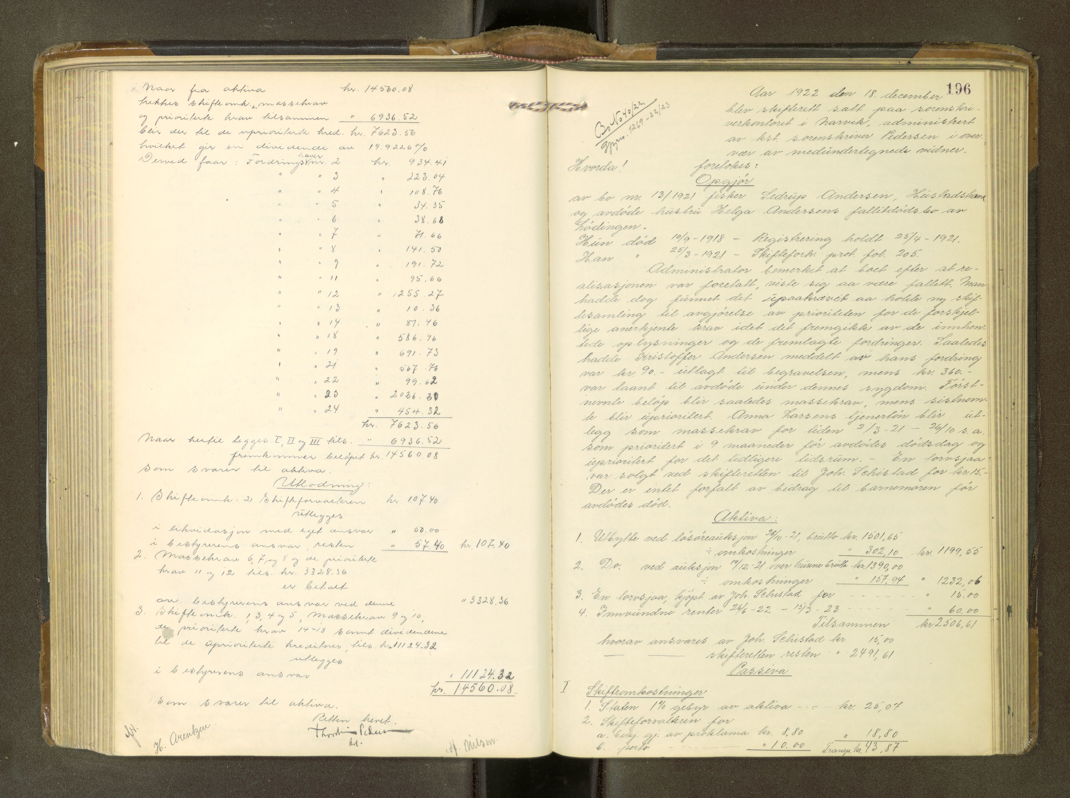 Steigen og Ofoten sorenskriveri, SAT/A-0030/1/3/3A/L0002: Skifteslutningsprotokoll, 1917-1925, s. 196