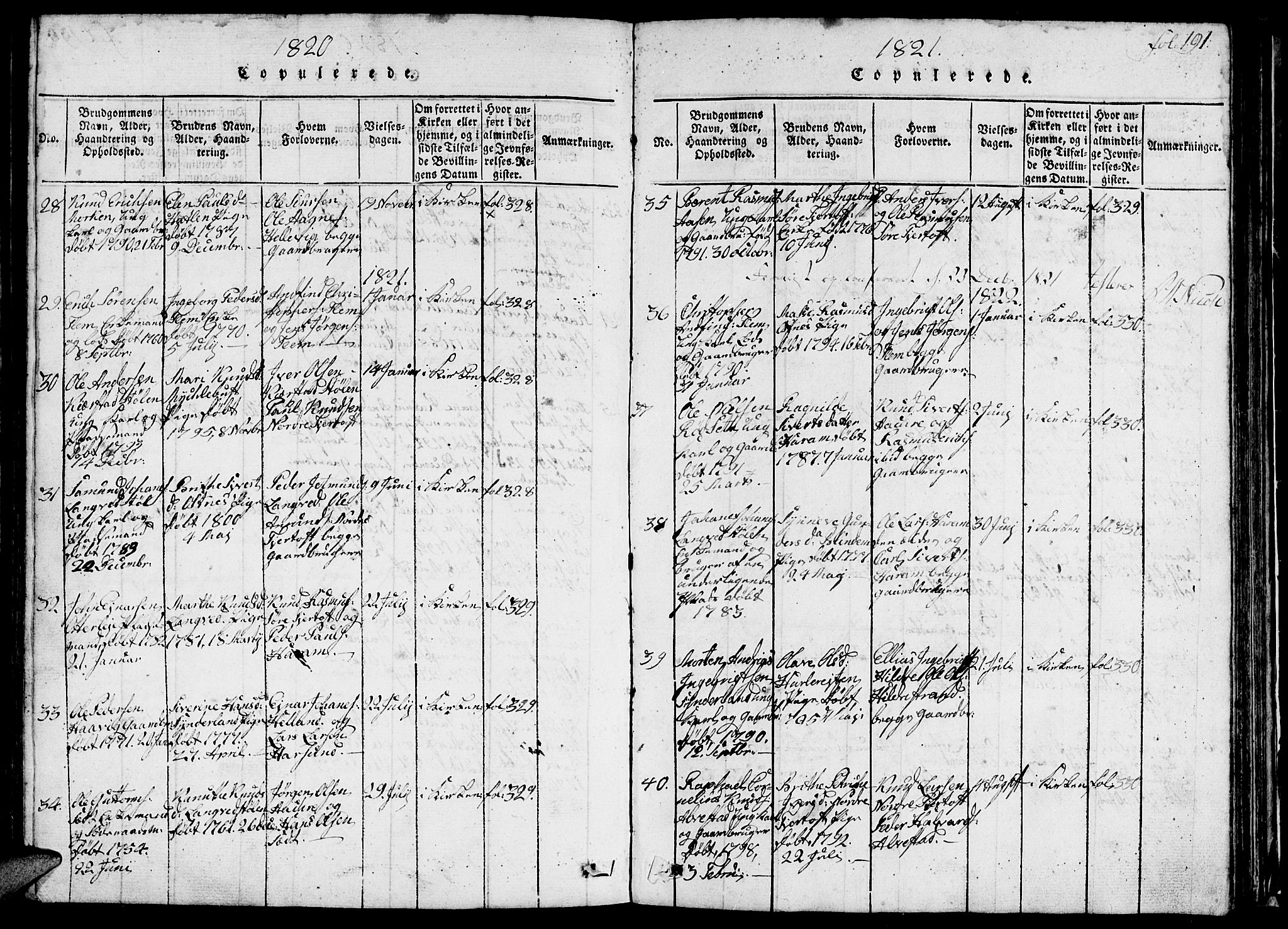 Ministerialprotokoller, klokkerbøker og fødselsregistre - Møre og Romsdal, SAT/A-1454/536/L0506: Klokkerbok nr. 536C01, 1818-1859, s. 191