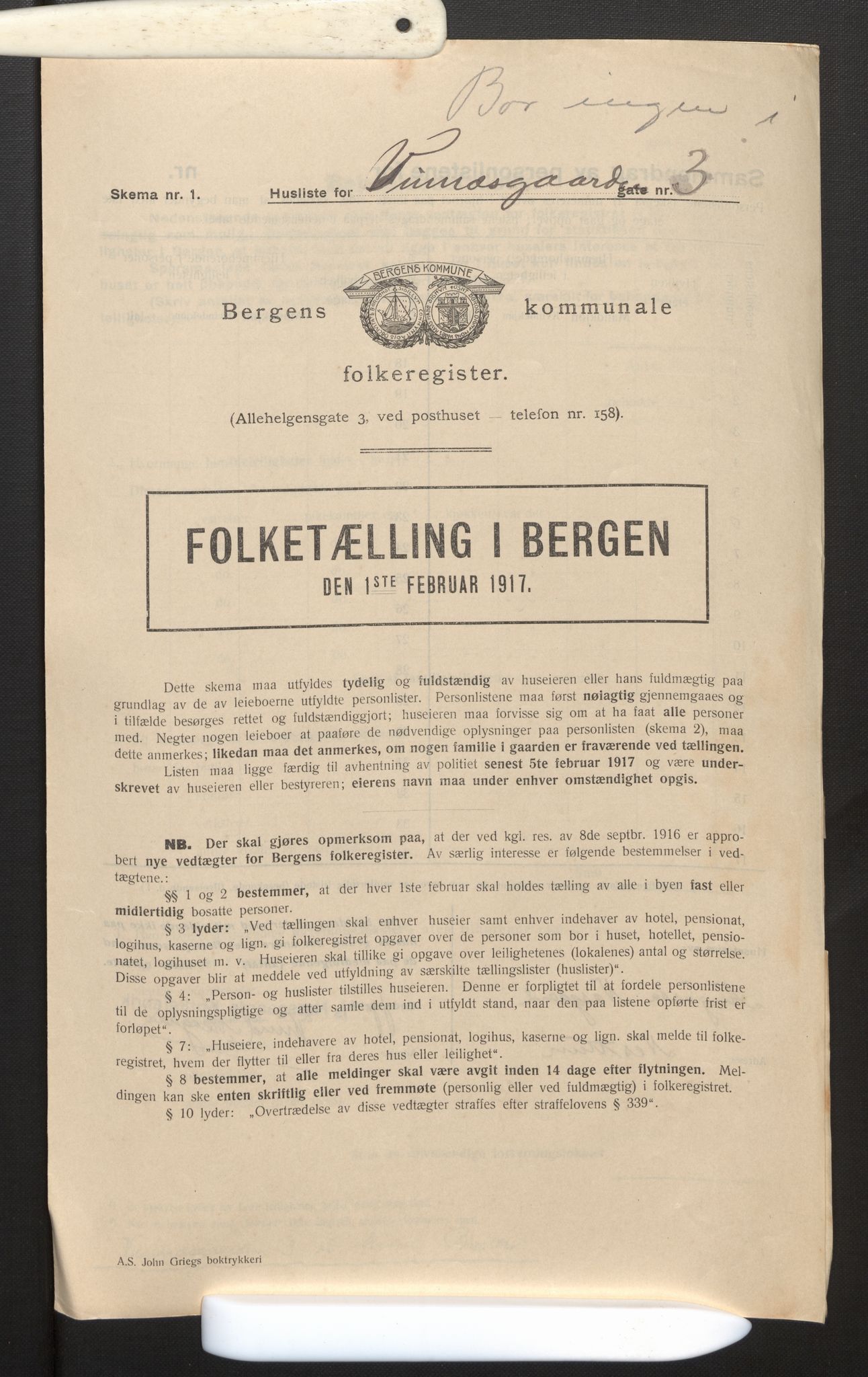 SAB, Kommunal folketelling 1917 for Bergen kjøpstad, 1917, s. 44447