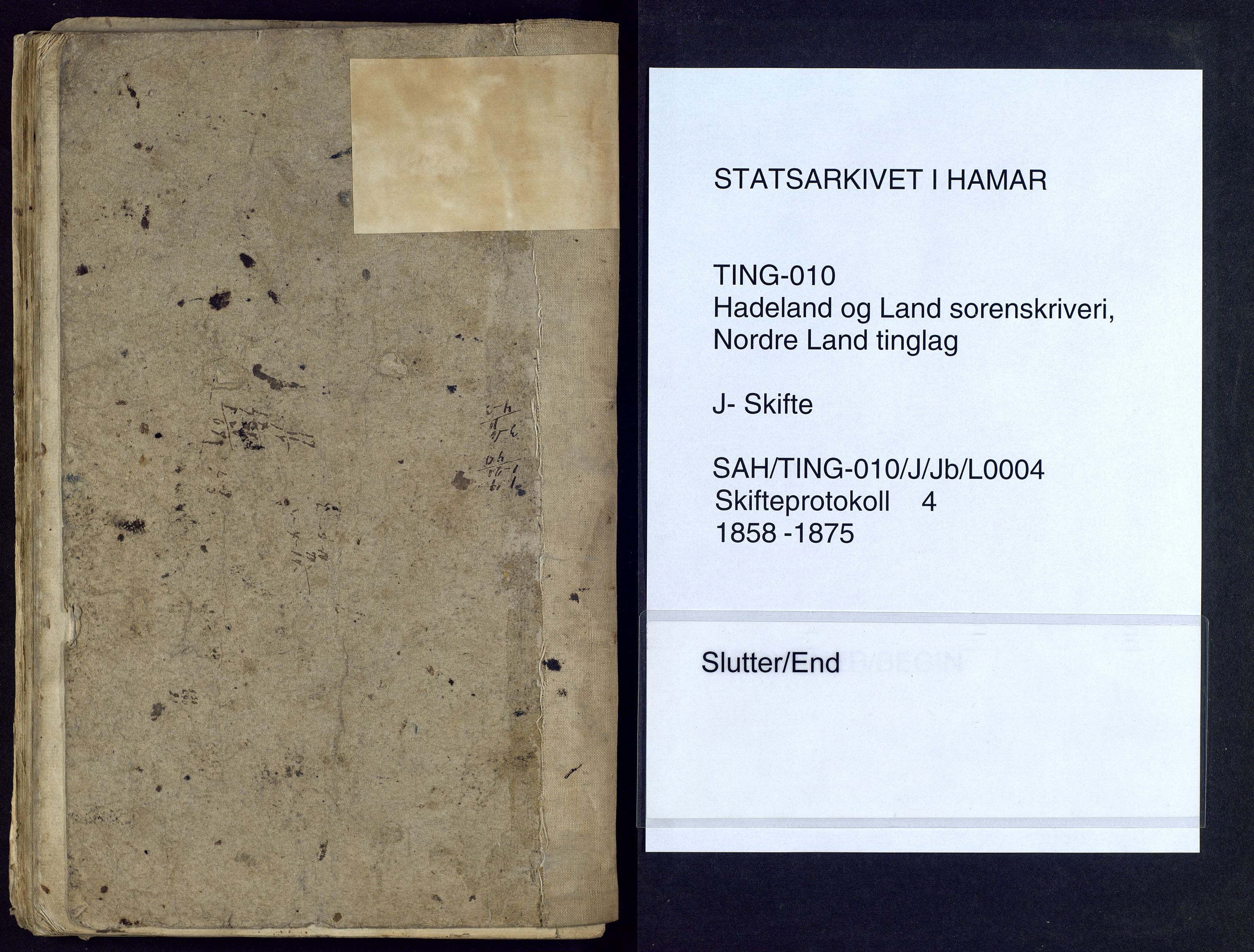 Hadeland og Land tingrett, AV/SAH-TING-010/J/Jb/L0004: Skifteregistreringsprotokoll - Nordre Land, 1858-1875