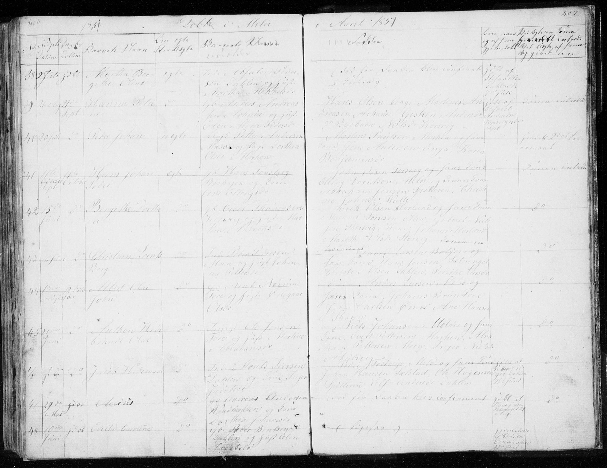 Ministerialprotokoller, klokkerbøker og fødselsregistre - Nordland, AV/SAT-A-1459/843/L0632: Klokkerbok nr. 843C01, 1833-1853, s. 406-407