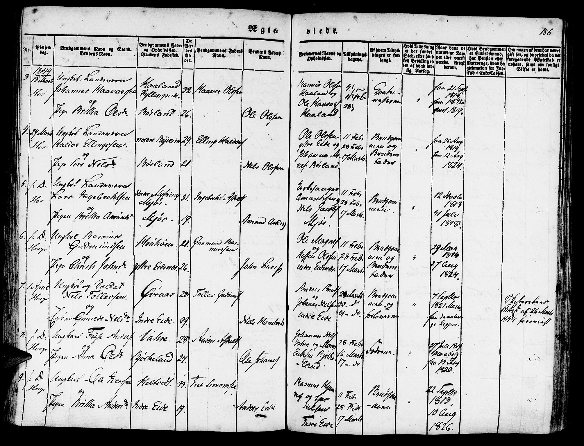 Hosanger sokneprestembete, AV/SAB-A-75801/H/Haa: Ministerialbok nr. A 7, 1835-1848, s. 186