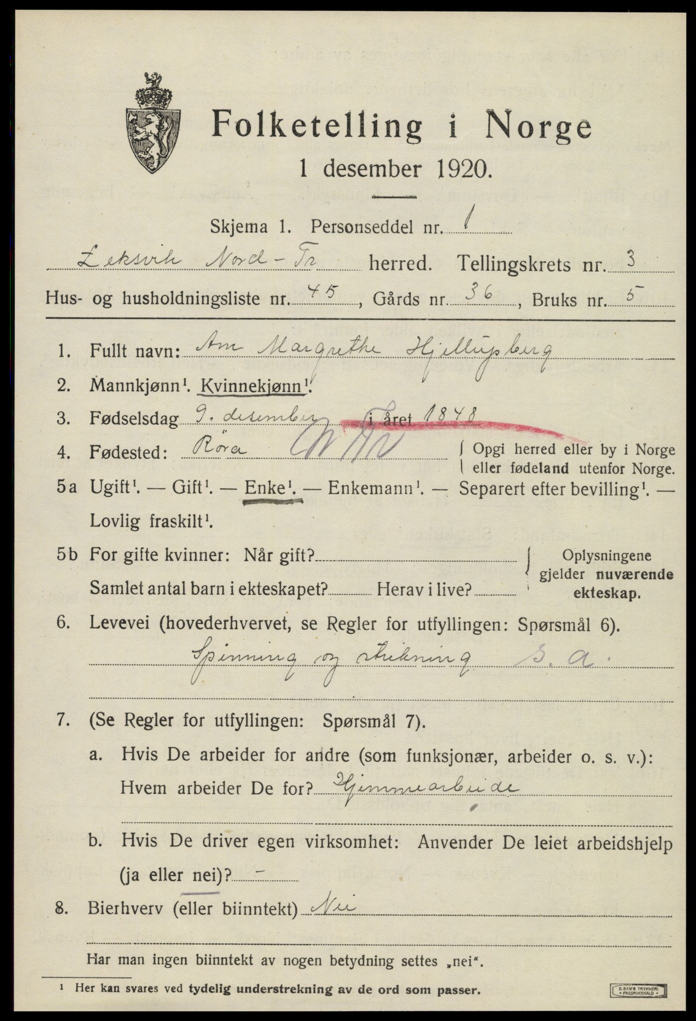 SAT, Folketelling 1920 for 1718 Leksvik herred, 1920, s. 3384