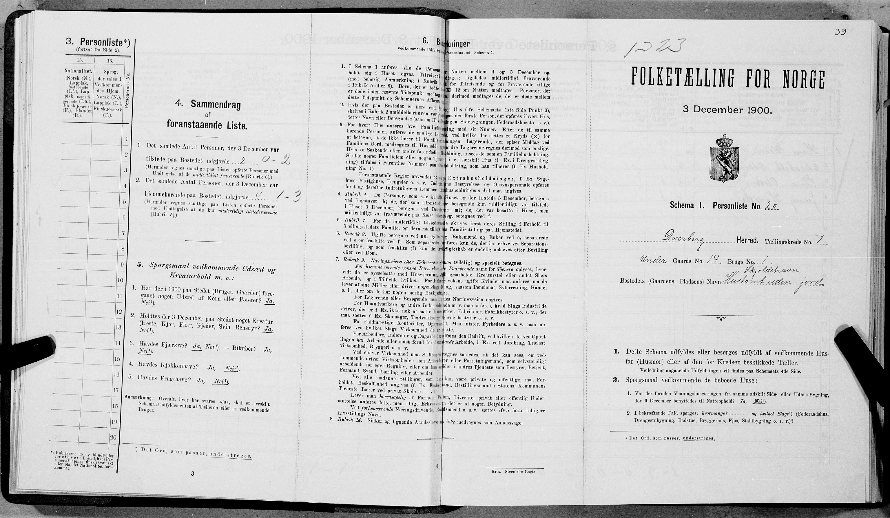 SAT, Folketelling 1900 for 1872 Dverberg herred, 1900, s. 70