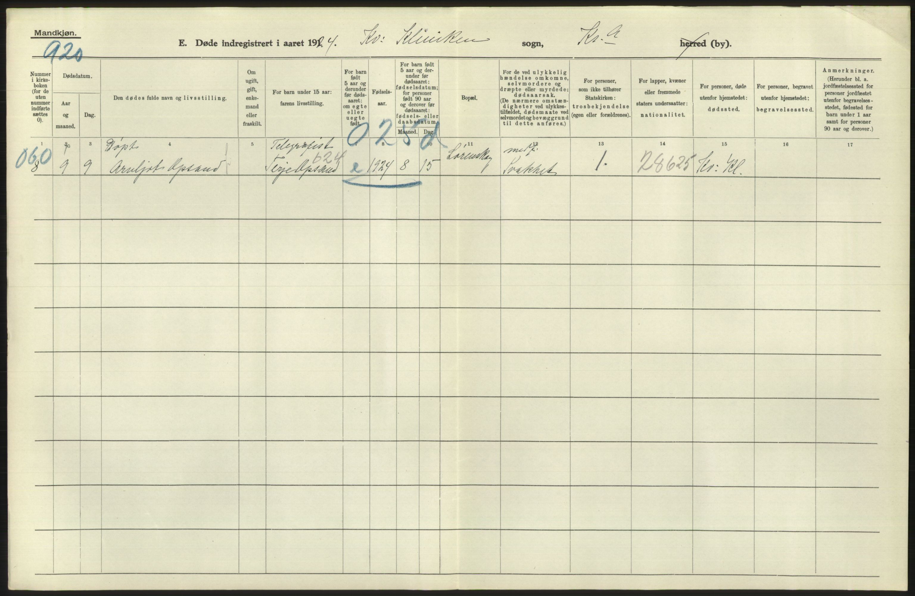 Statistisk sentralbyrå, Sosiodemografiske emner, Befolkning, AV/RA-S-2228/D/Df/Dfc/Dfcd/L0008: Kristiania: Døde menn, 1924, s. 622